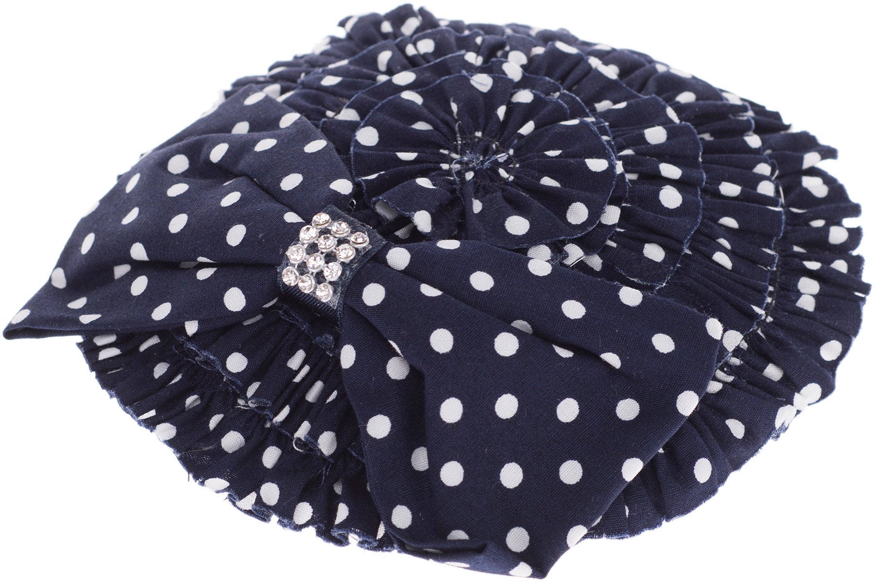 Vintage_JESSE_RUFFEL_Polka_Dots_PUNKTE_Bow_Retro_PILLBOX_Huetchen_Fascinator_-_Dunkelblau_killer_kirschenJGqDiVwX1zgH