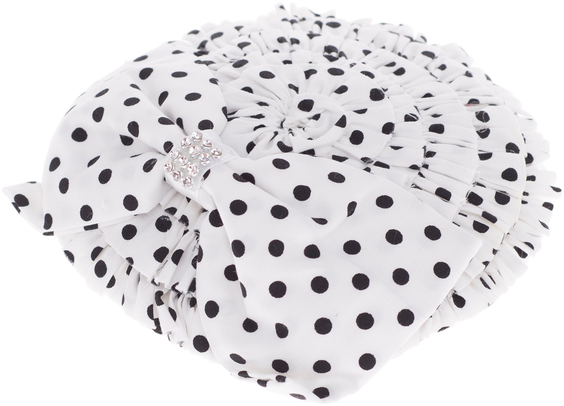 Vintage_JESSE_RUFFEL_Polka_Dots_PUNKTE_Bow_Retro_PILLBOX_Huetchen_Fascinator_-_Weiss_killer_kirsche