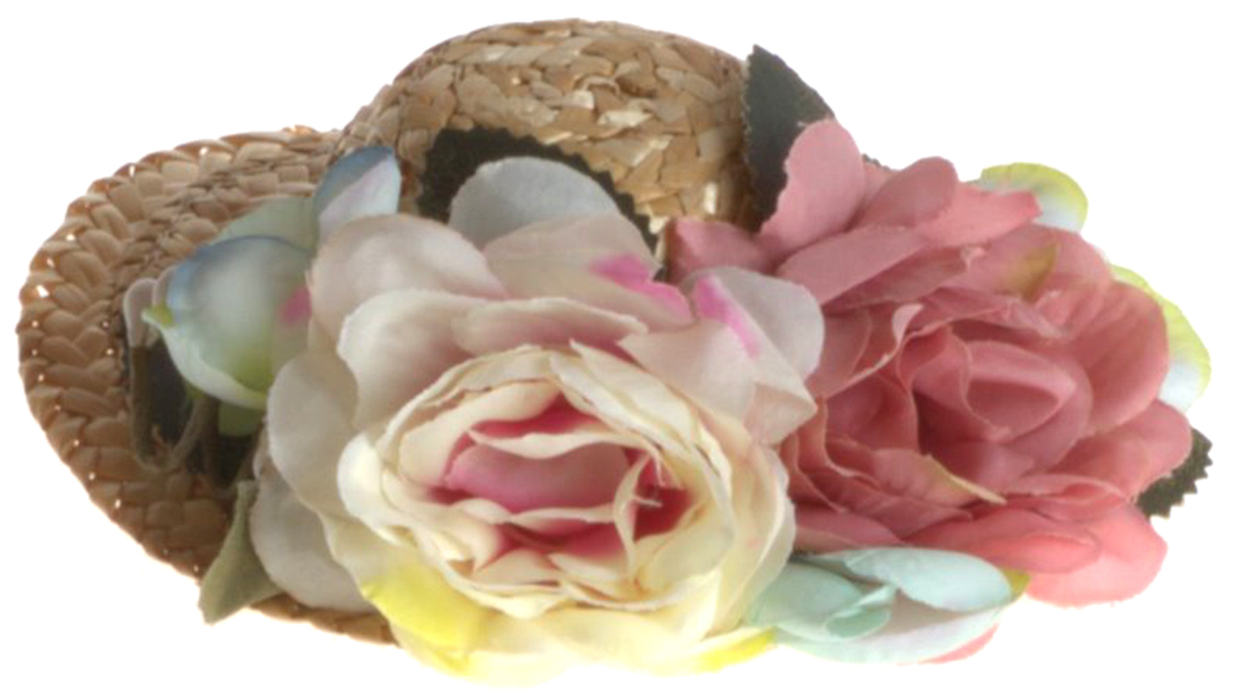 Vintage_LIORA_ROSES_Retro_BLueTEN_Blumen_Strohhuetchen_Haarteil_HEADPIECE_Hut_Killer_Kirsche-1
