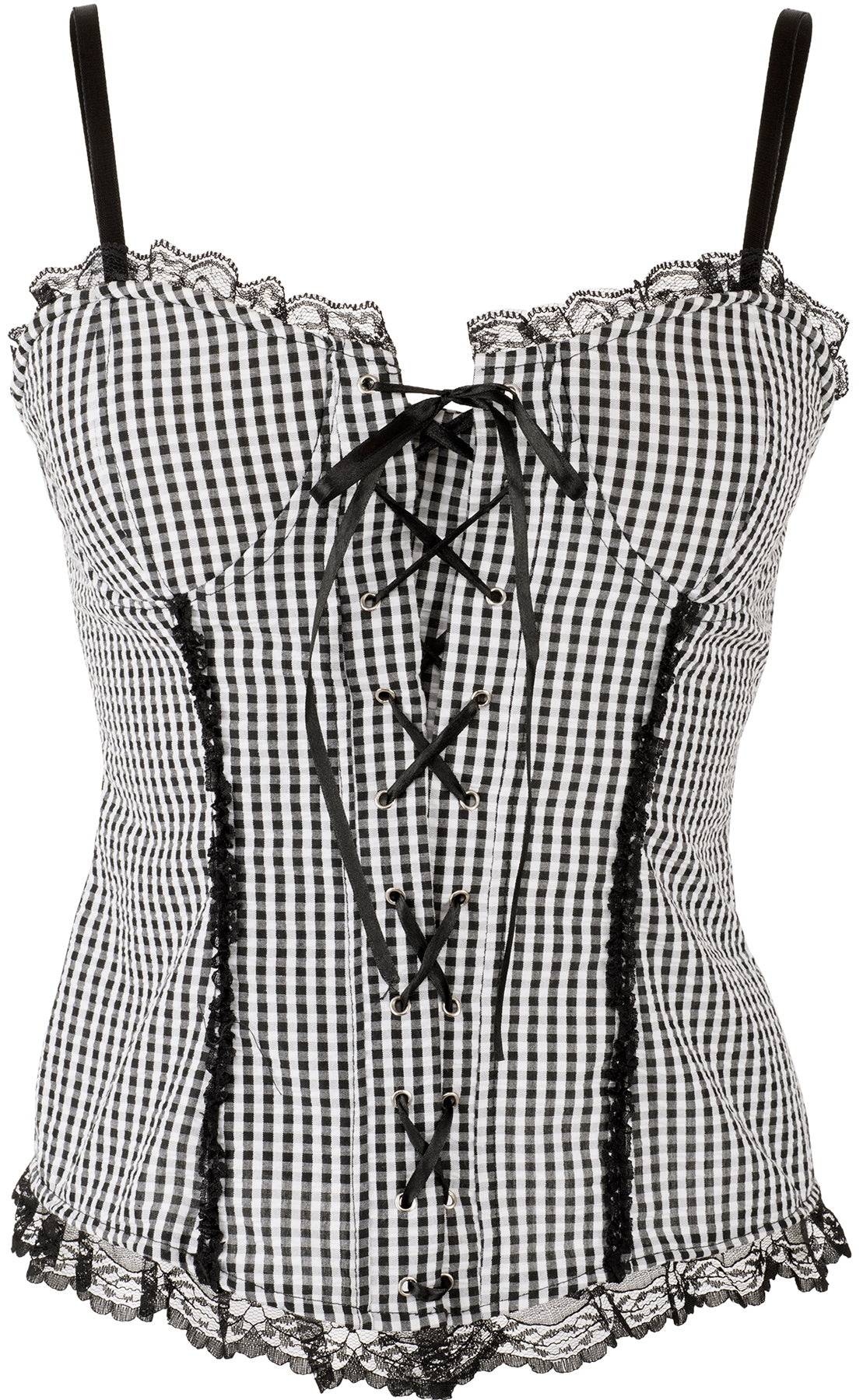 Vintage_MAHARA_Check_PEPITA_Gingham_LACE_UP_Spitze_CORSAGE_TOP_killer_kirscheutbJmL0EQJlE5