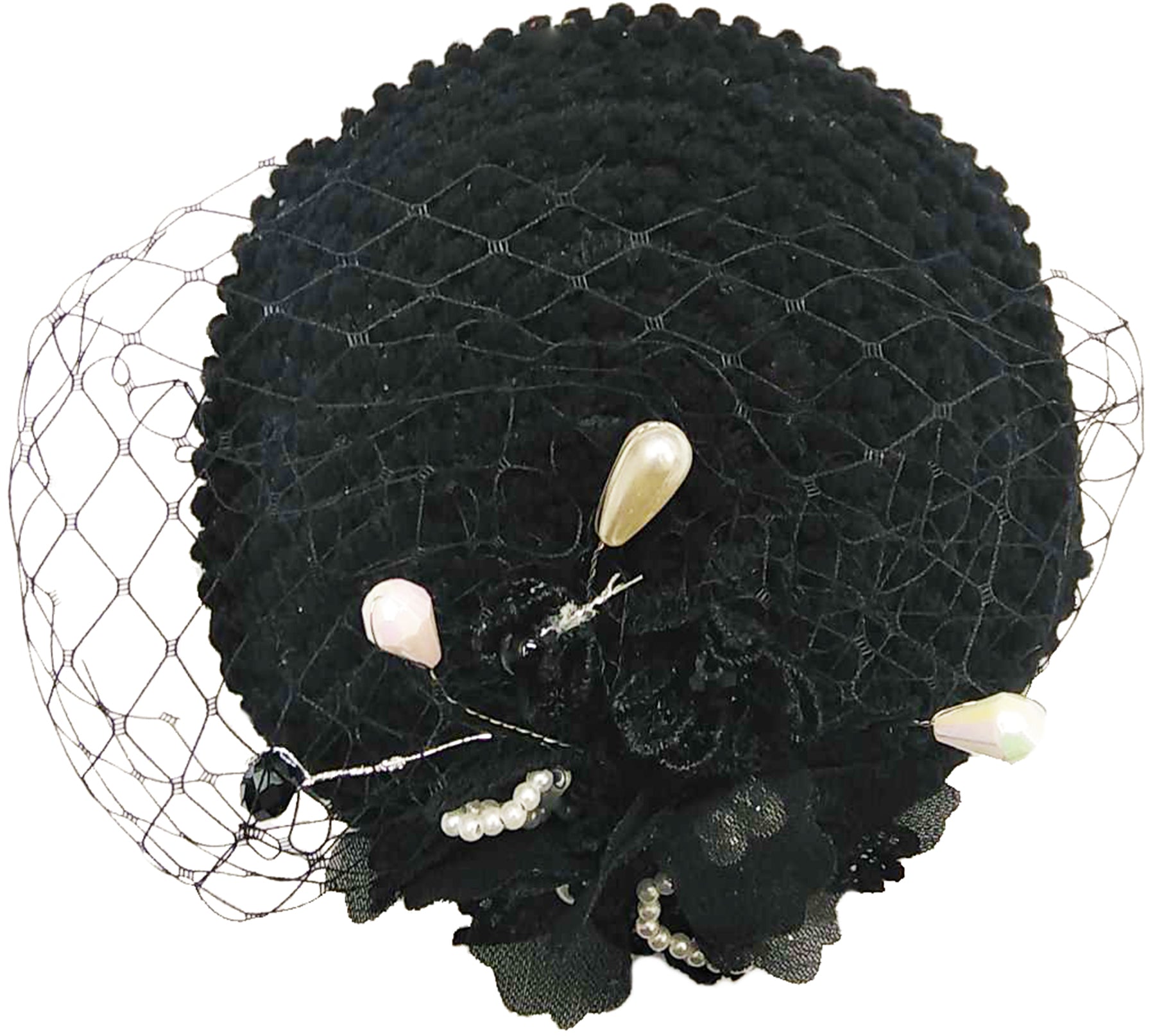 Vintage_MARCELINE_Flower_PEARLS_Veil_PILLBOX_Huetchen_Fascinator_-_Schwarz_killer_kirsche_2DbZkOpePjNG17