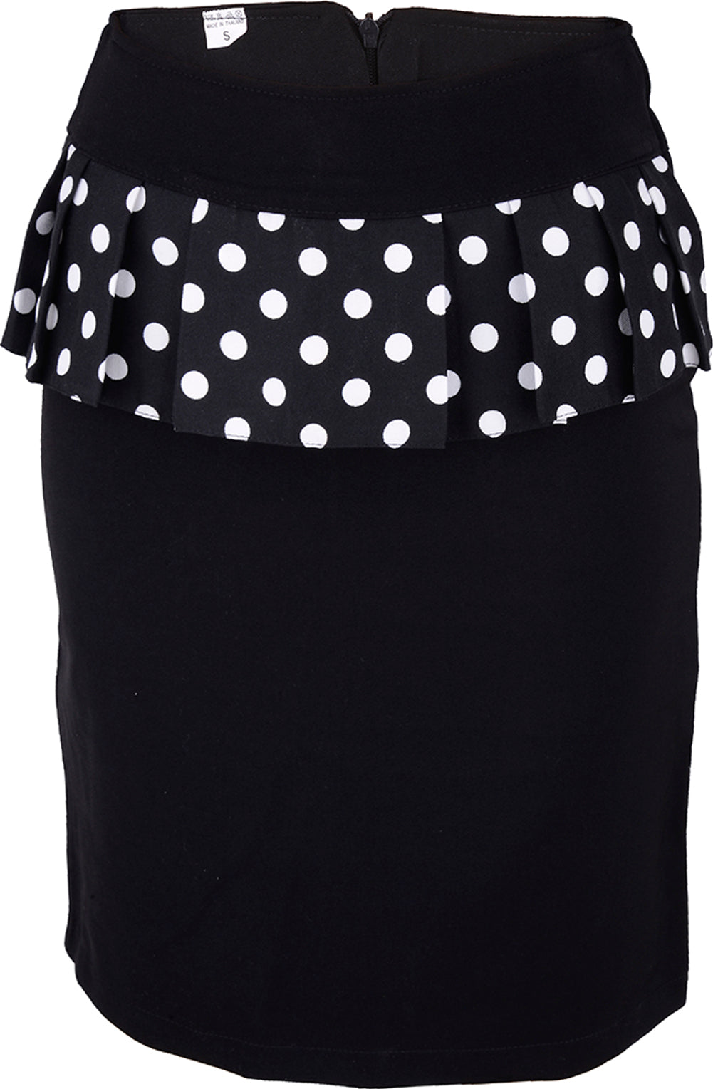 Vintage_POLKA_DOTS_Ruffle_Volant_Pin_Up_PENCIL_SKIRT_Rock_schwarznlA4KJcl8Axeg