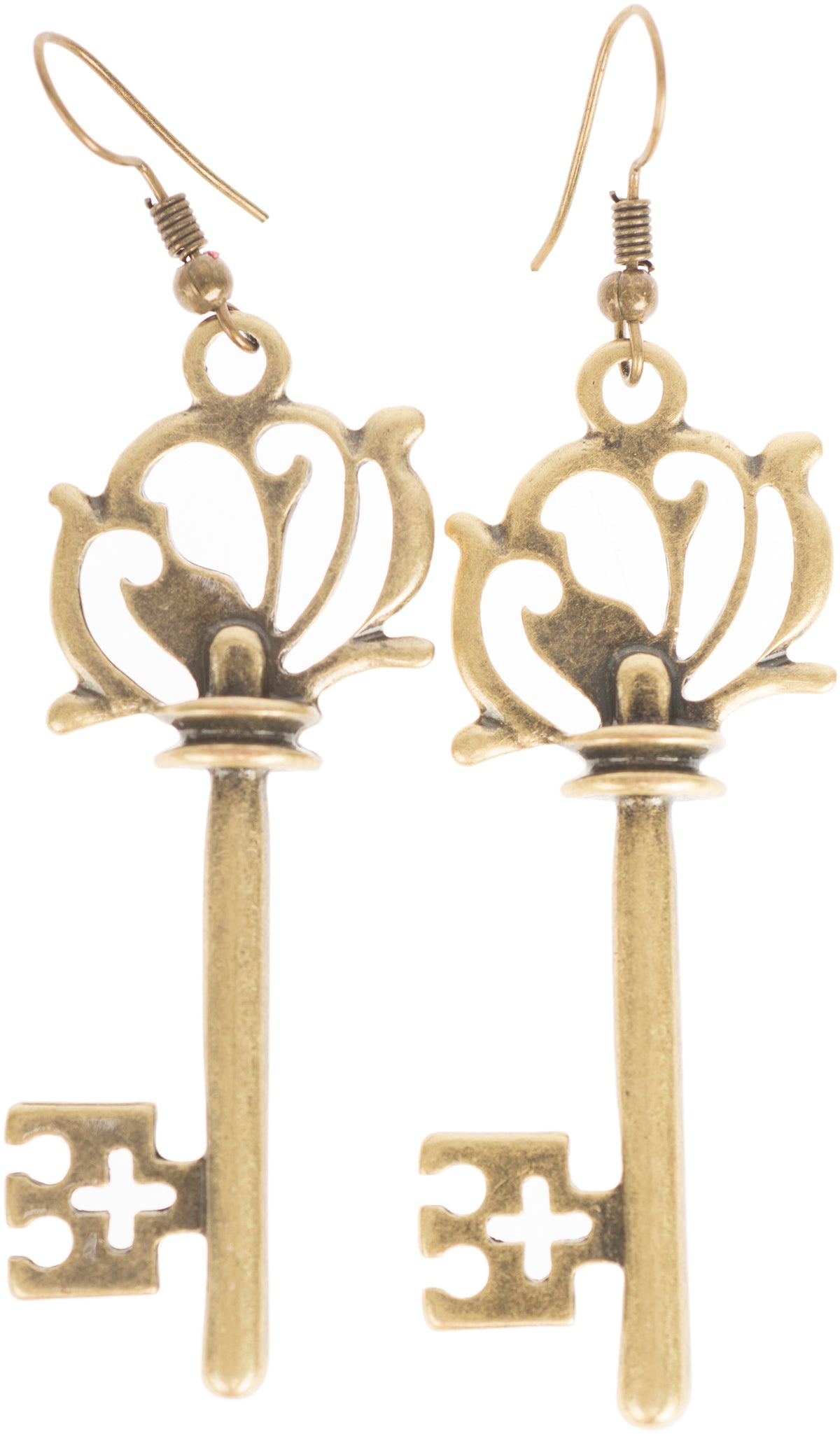 Vintage_RAHEL_Key_SCHLueSSEL_Fairy_Tale_Ohrringe_OHRHaeNGER_-_Altgoldfarben-1