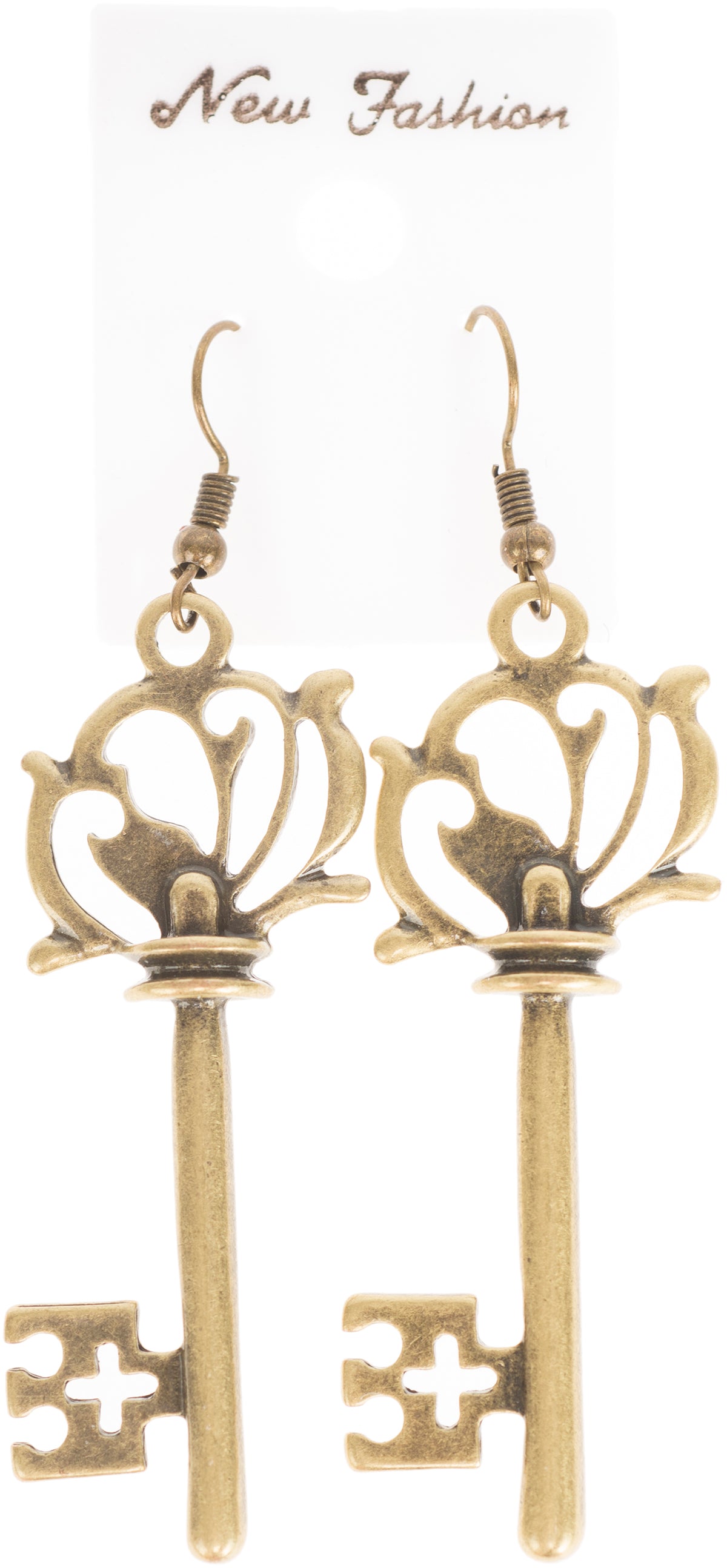 Vintage_RAHEL_Key_SCHLueSSEL_Fairy_Tale_Ohrringe_OHRHaeNGER_-_Altgoldfarben-2