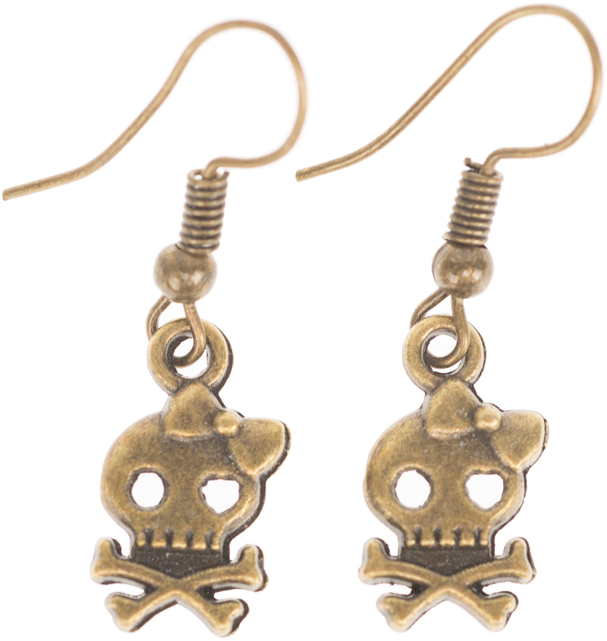 Vintage_RENY_Girly_Skull_TOTENKOPF_Bow_Ohrringe_OHRHaeNGER_-_Altgoldfarben-1