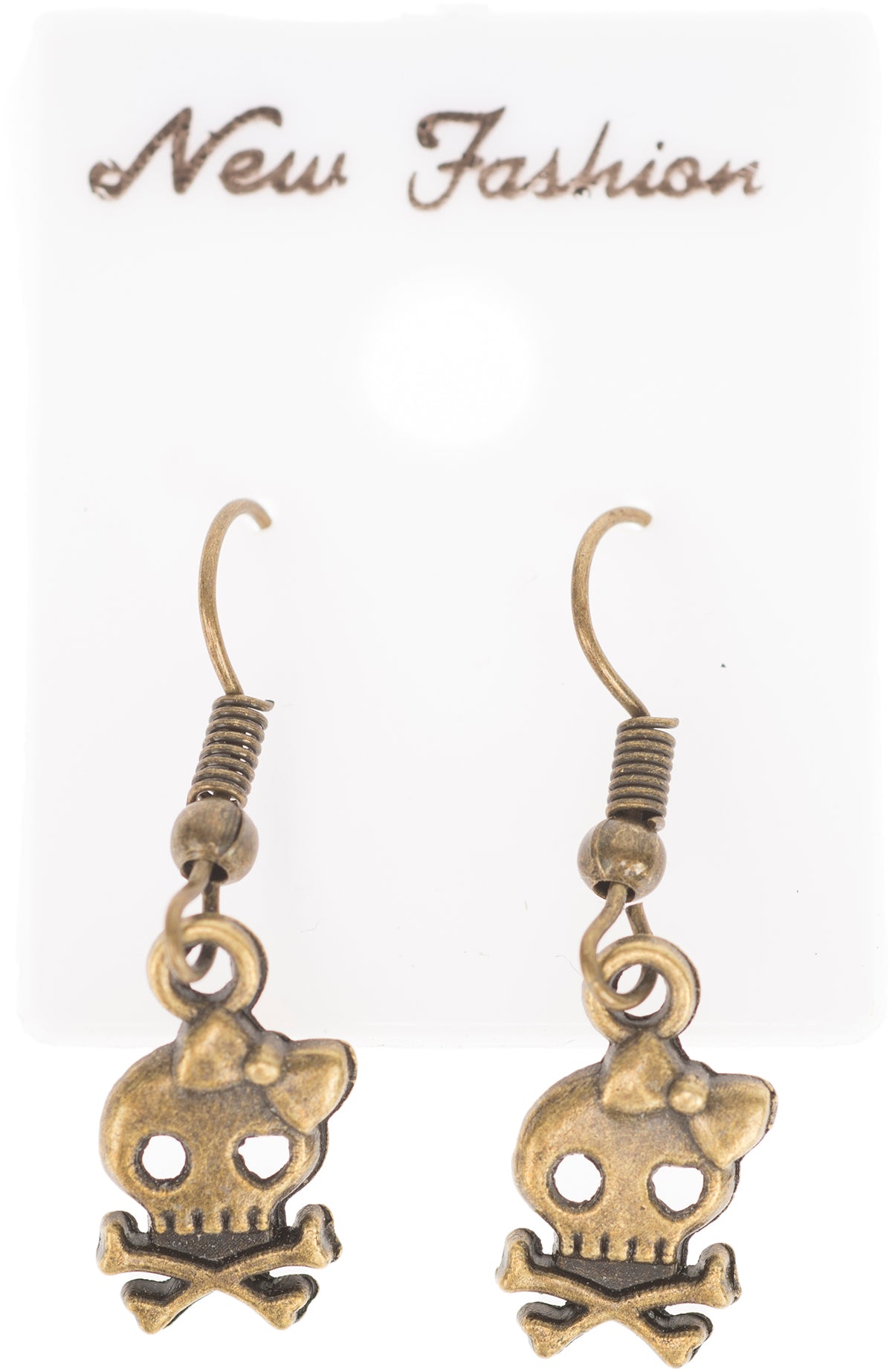 Vintage_RENY_Girly_Skull_TOTENKOPF_Bow_Ohrringe_OHRHaeNGER_-_Altgoldfarben-2