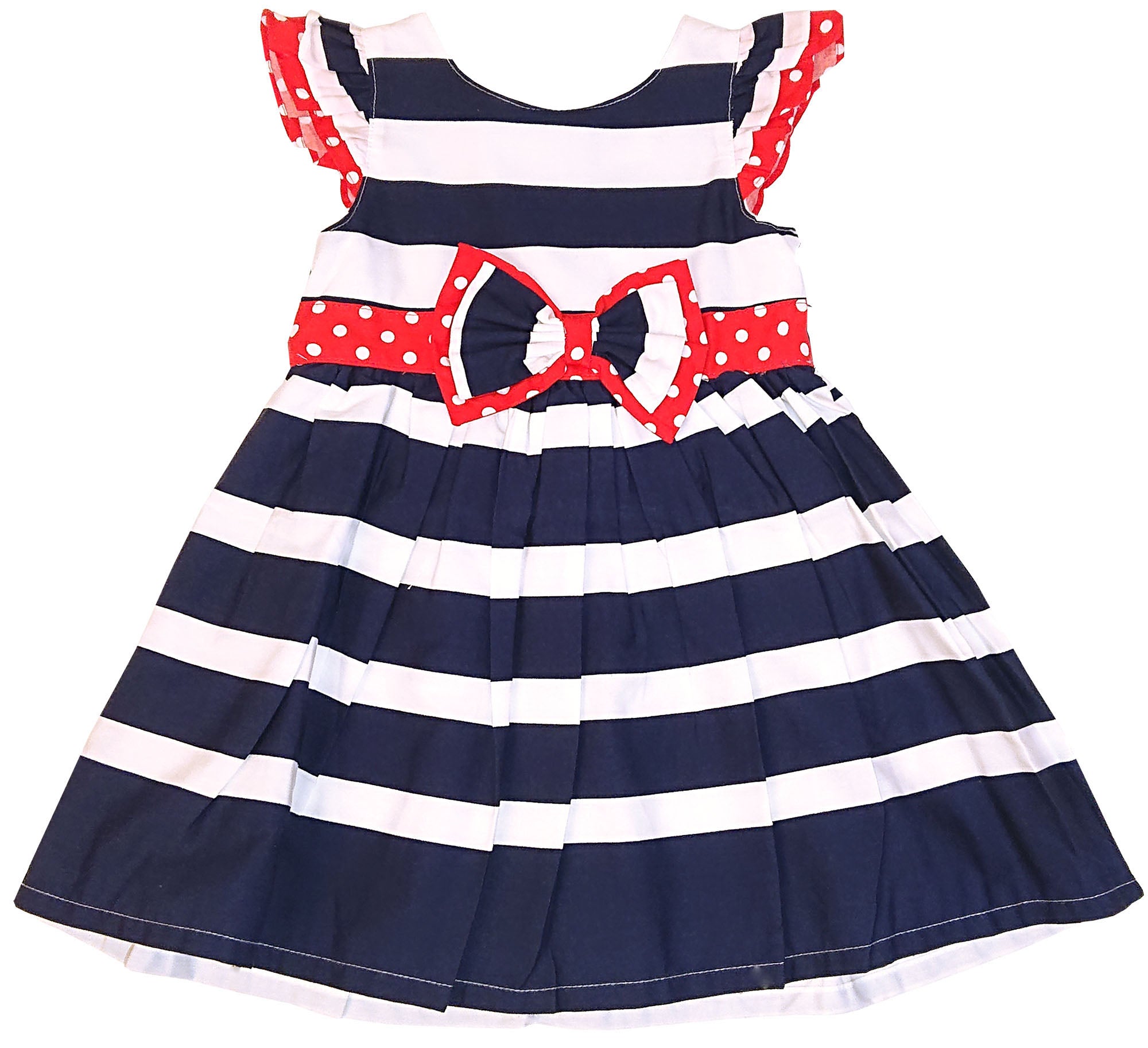 Vintage_STREIFEN_Polka_Dot_PUNKTE_Schleife_Striped_KIDS_Swing_Dress_KLEID-1
