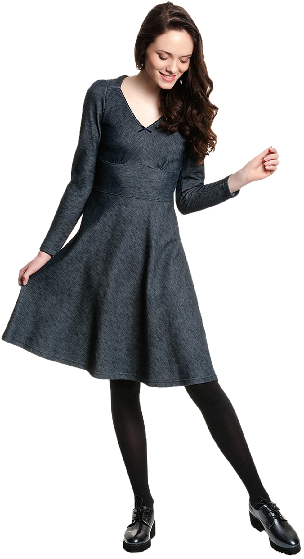 Vive_Maria_DENIM_MARIE_Vintage_V-Neck_Langarm_A-Linie_SHIRT_DRESS_Kleid_killer_kirsche