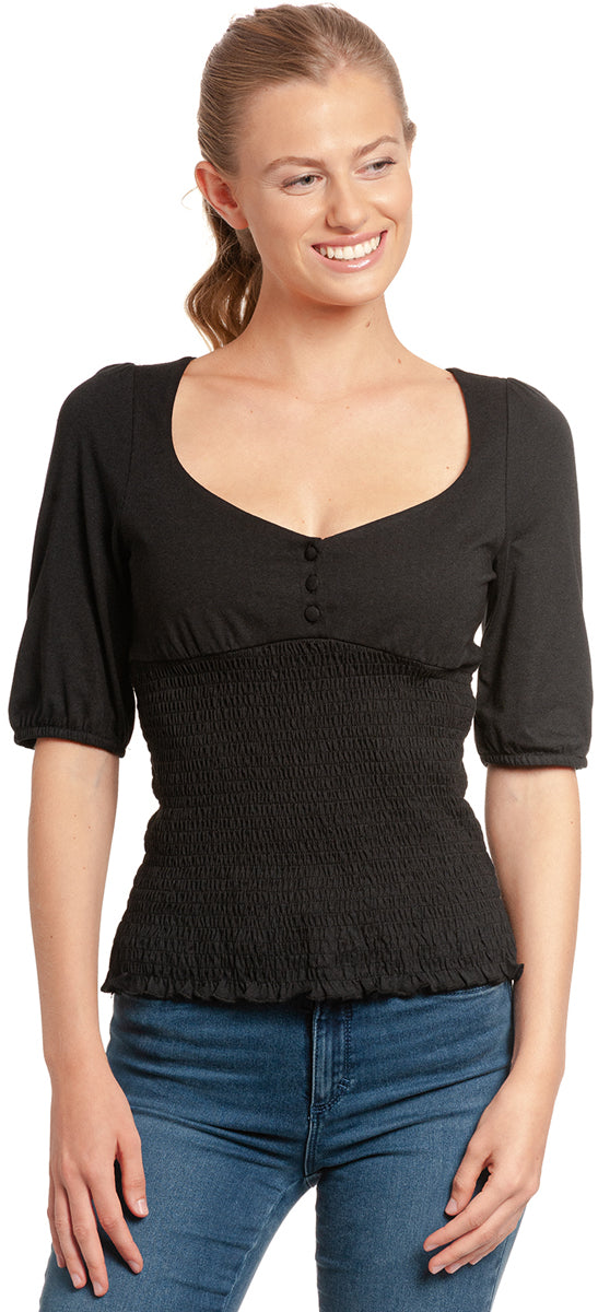 Vive_Maria_FIESTA_Vintage_SMOK_Basic_Halbarm_SHIRT_Oberteil_TOP_Schwarz_Killer_kirsche_1