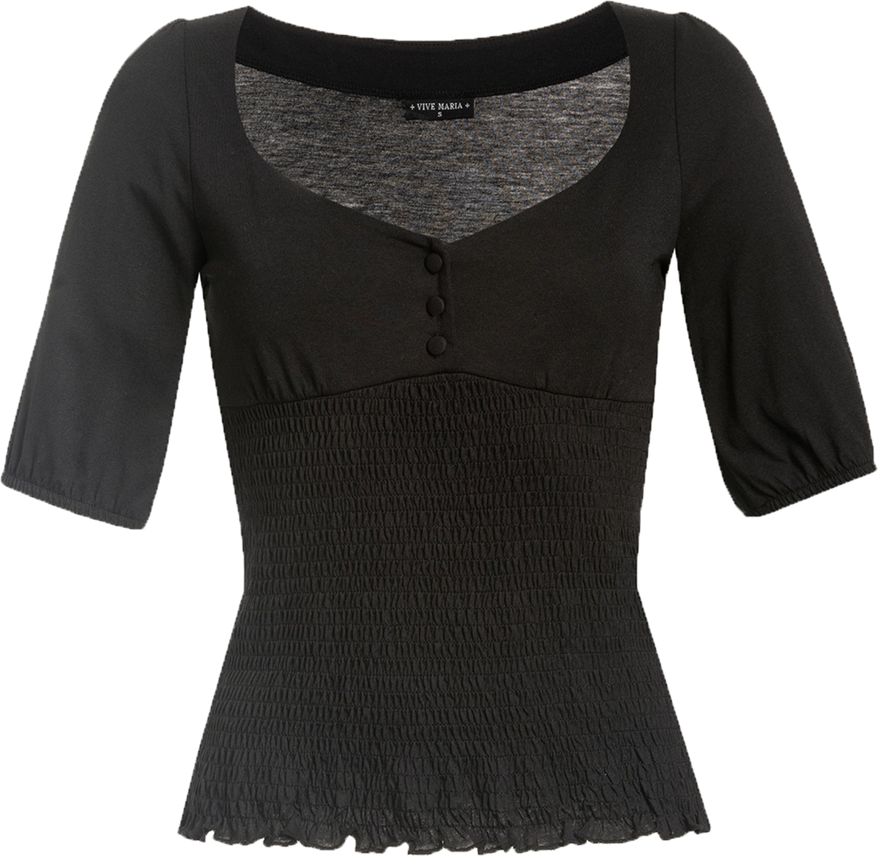 Vive_Maria_FIESTA_Vintage_SMOK_Basic_Halbarm_SHIRT_Oberteil_TOP_Schwarz_killer_kirscheImSMtyJ5paGoB