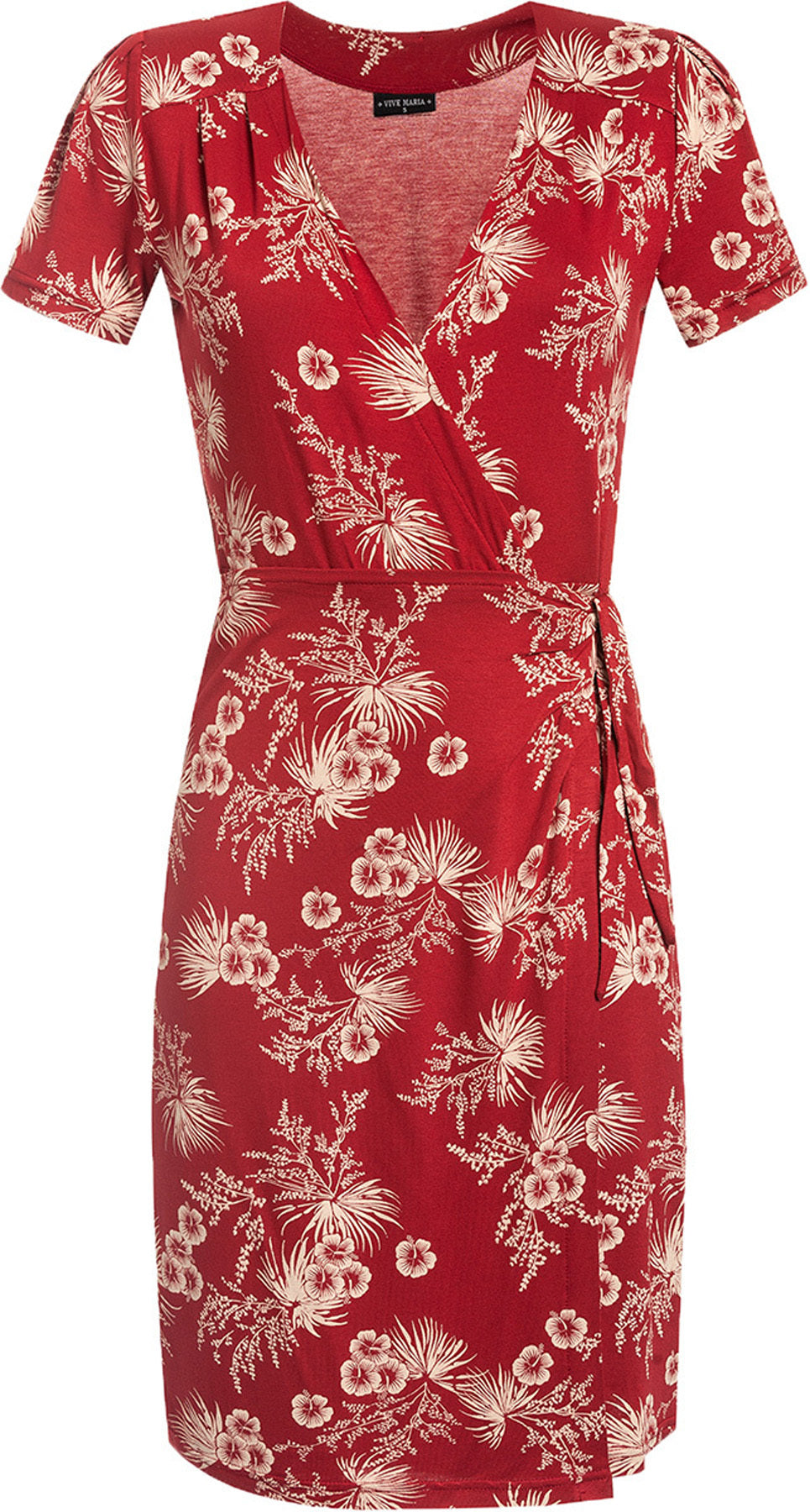 Vive_Maria_HAWAII_HULA_Tropical_HIBISKUS_Kurzarm_WRAP_DRESS_Wickelkleid_Rot_killer_kirscheIiwh1MsgCVrI5