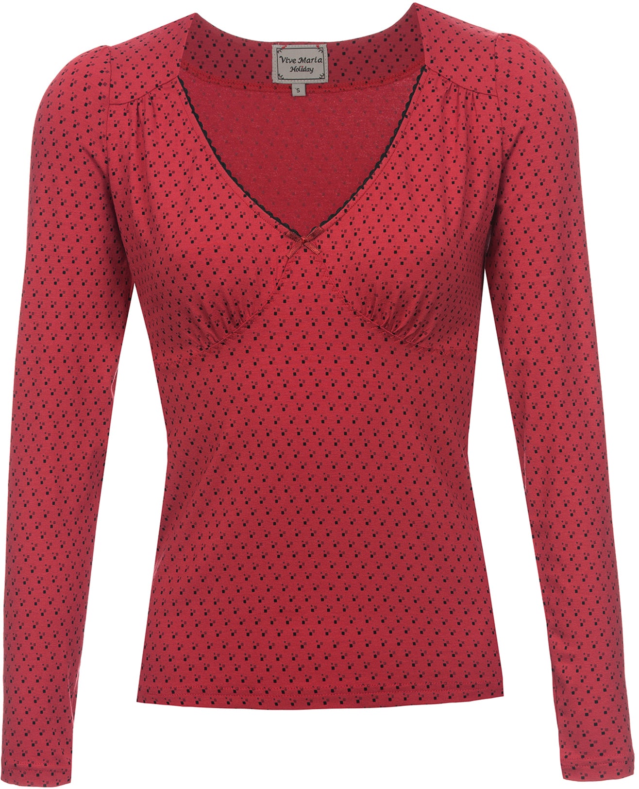 Vive_Maria_LILI_MARLEEN_Vintage_Geometrical_V-Neck_Retro_SHIRT_-_Coral