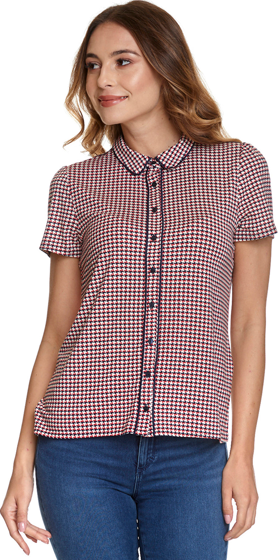 Vive_Maria_MISS_LILOU_Hahnentritt_DOGTOOTH_Kurzarm_Blouse_BLUSE_killer_kirsche