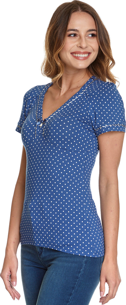 Vive_Maria_NIZZA_Vintage_POLKA_DOT_Punkte_V-Neck_Kurzarm_SHIRT_Blau-3