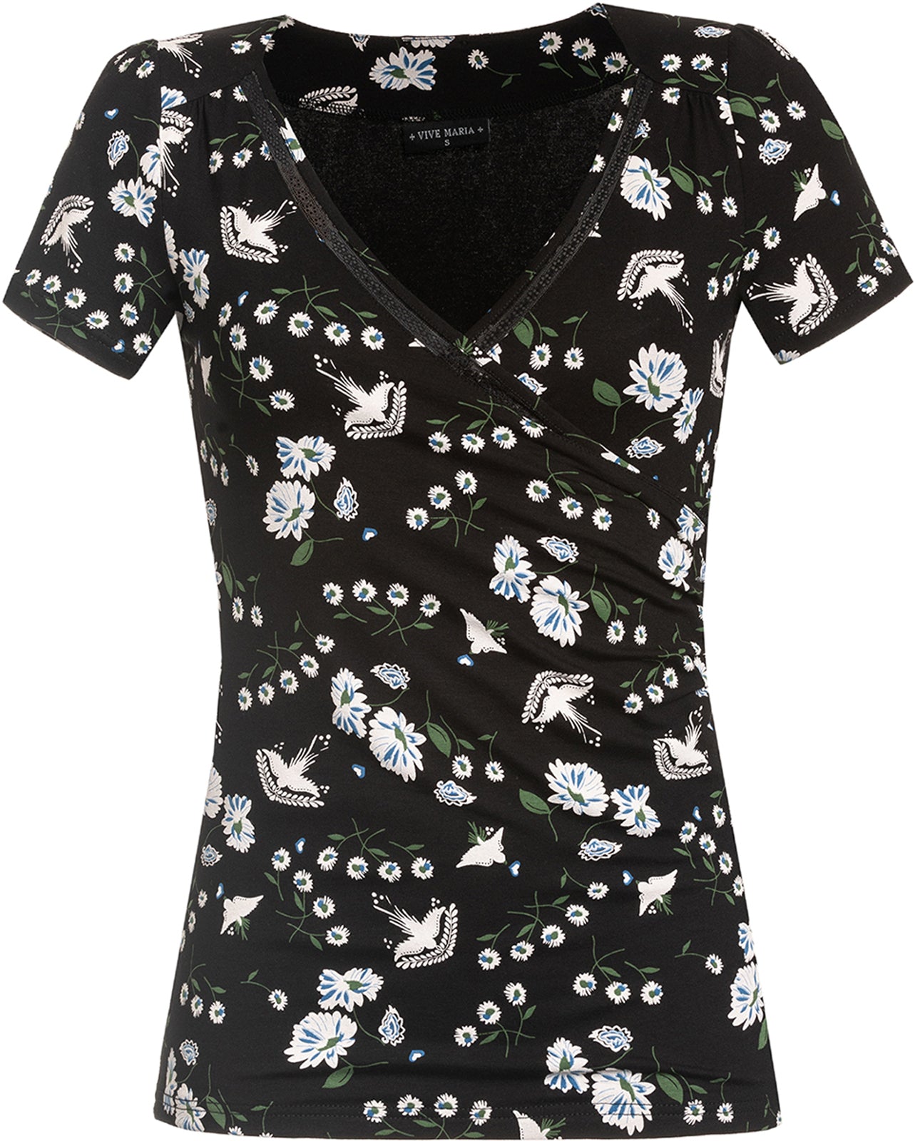 Vive_Maria_PARADISE_SUMMER_Vintage_BLUMEN_SCHWALBEN_Kurzarm_SHIRT_Oberteil_killer_kirsche