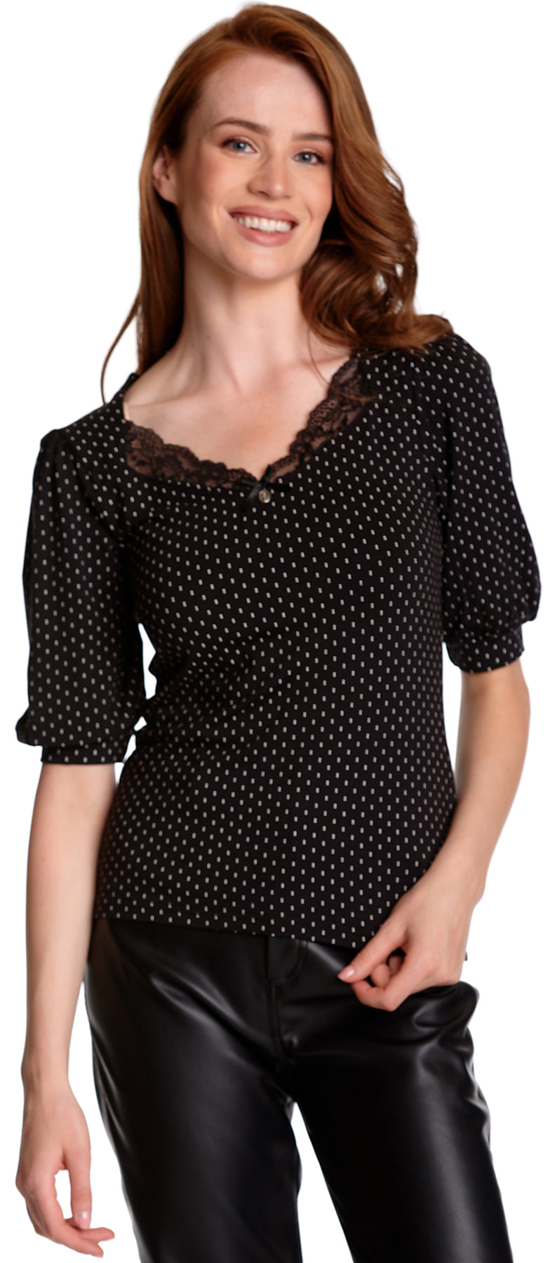 Vive_Maria_PARIS_GIRL_Punkte_LACE_Halbarm_Shirt_Retro_BLUSE_Oberteil_-_Schwarz_killer_kirsche_2