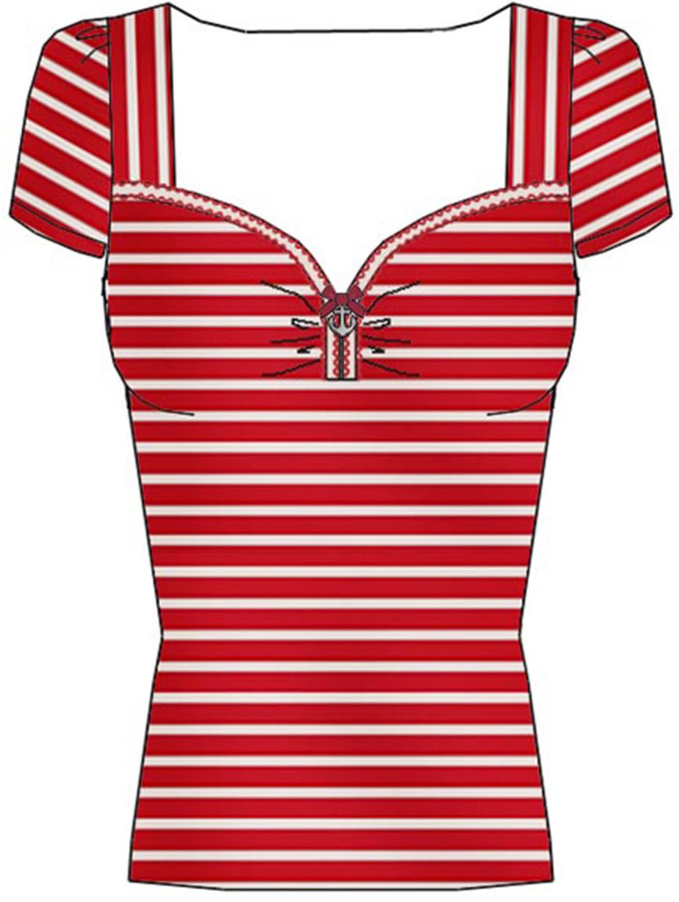 Vive_Maria_Summer_Capri_Sailor_Matrosen_Streifen_Anker_Retro_V-Neck_Kurzarm_SHIRT_Oberteil_killer_kirsche_2