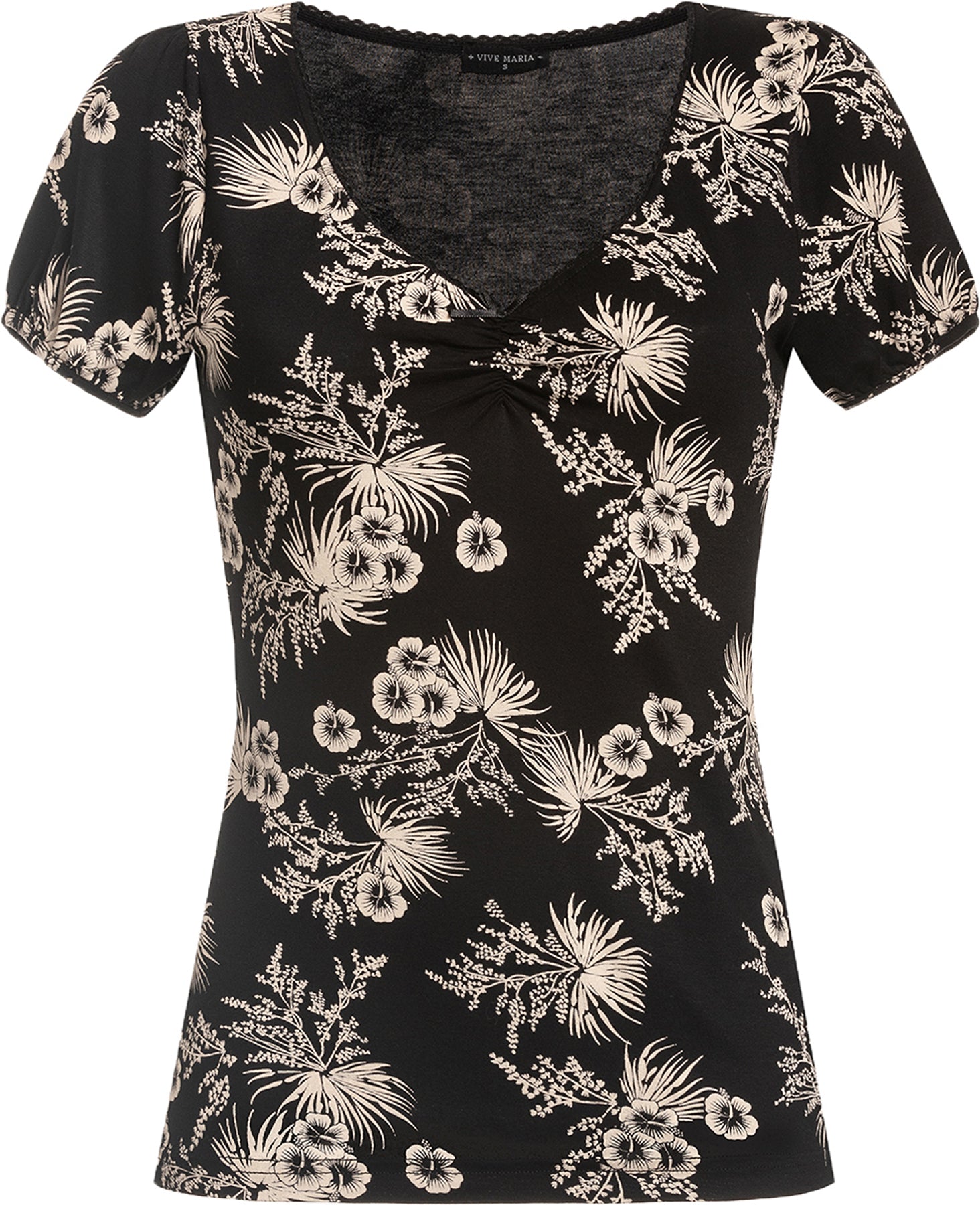 Vive_Maria_TROPICAL_HAWAII_Retro_HIBISKUS_V-Neck_Kurzarm_SHIRT_Oberteil_killer_kirsche