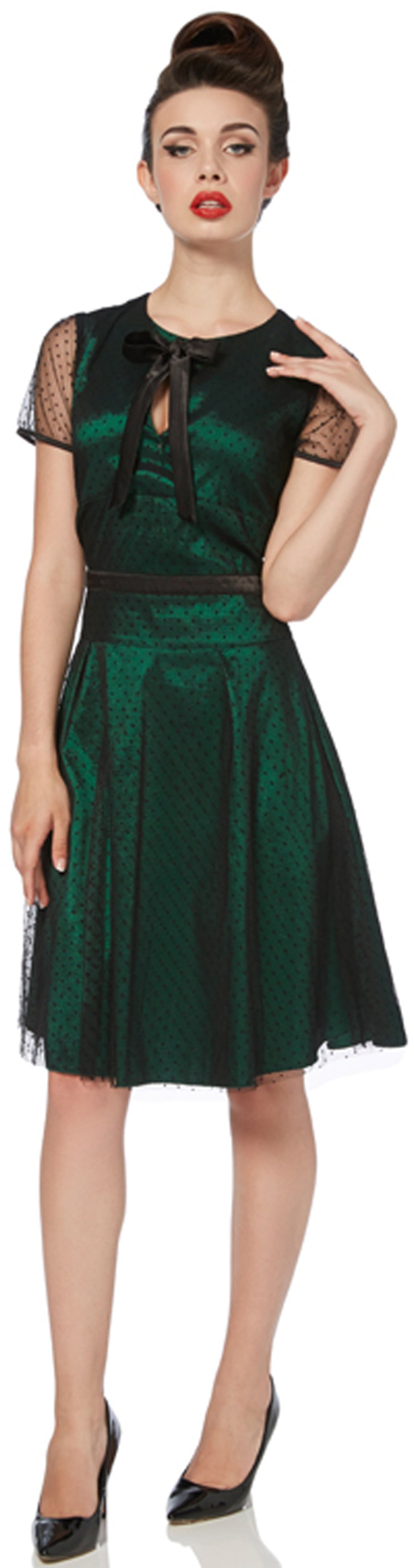Voodoo_Vixen_50s_POLKA_DOTS_Tulle_Emerald_LACE_Dress_KLEID