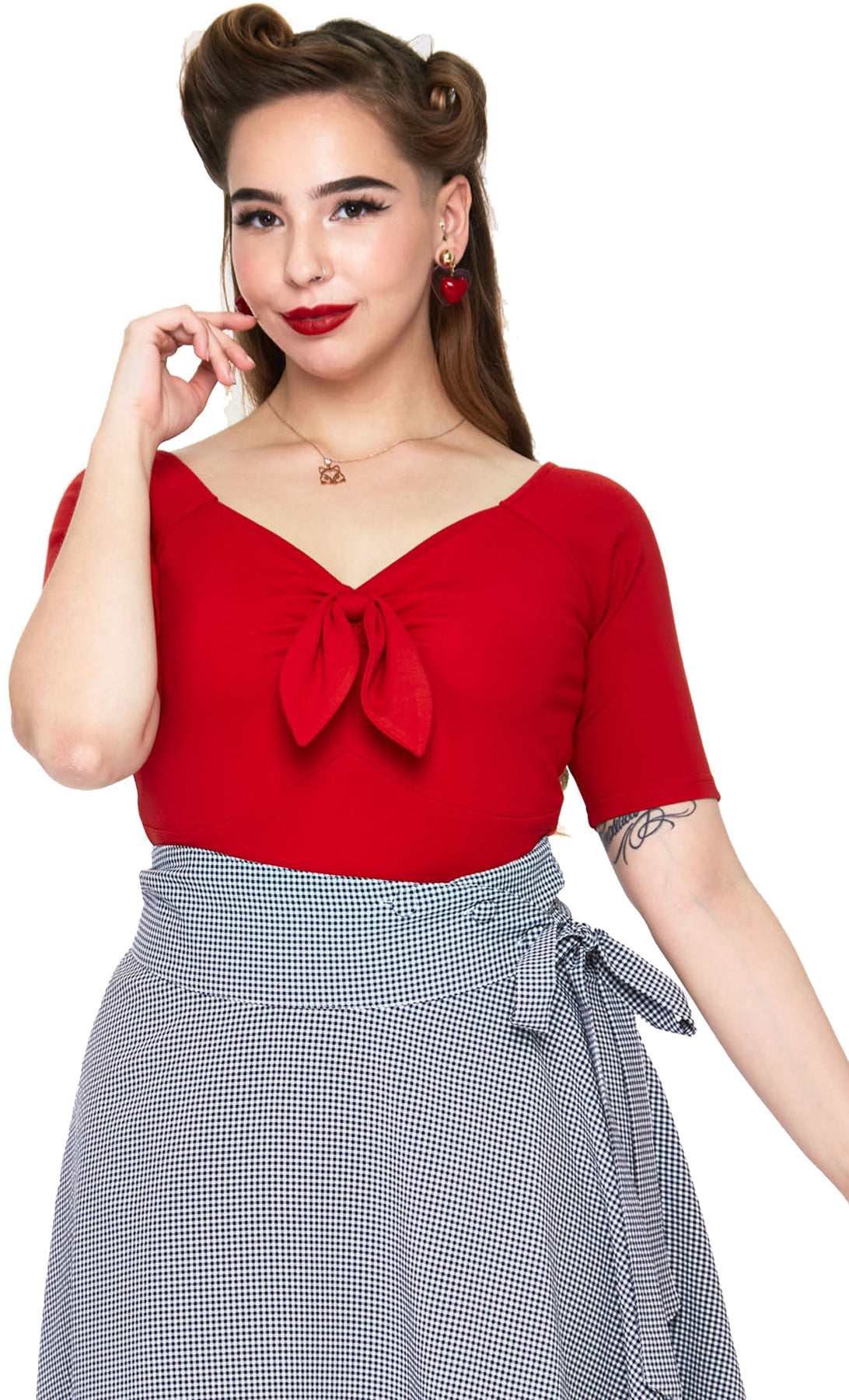 Voodoo_Vixen_ANIKA_Vintage_TIE_BOW_Halbarm_V-NECK_50s_SHIRT_Oberteil_Rot_killer_kirsche_2YwomHftHE1y8U