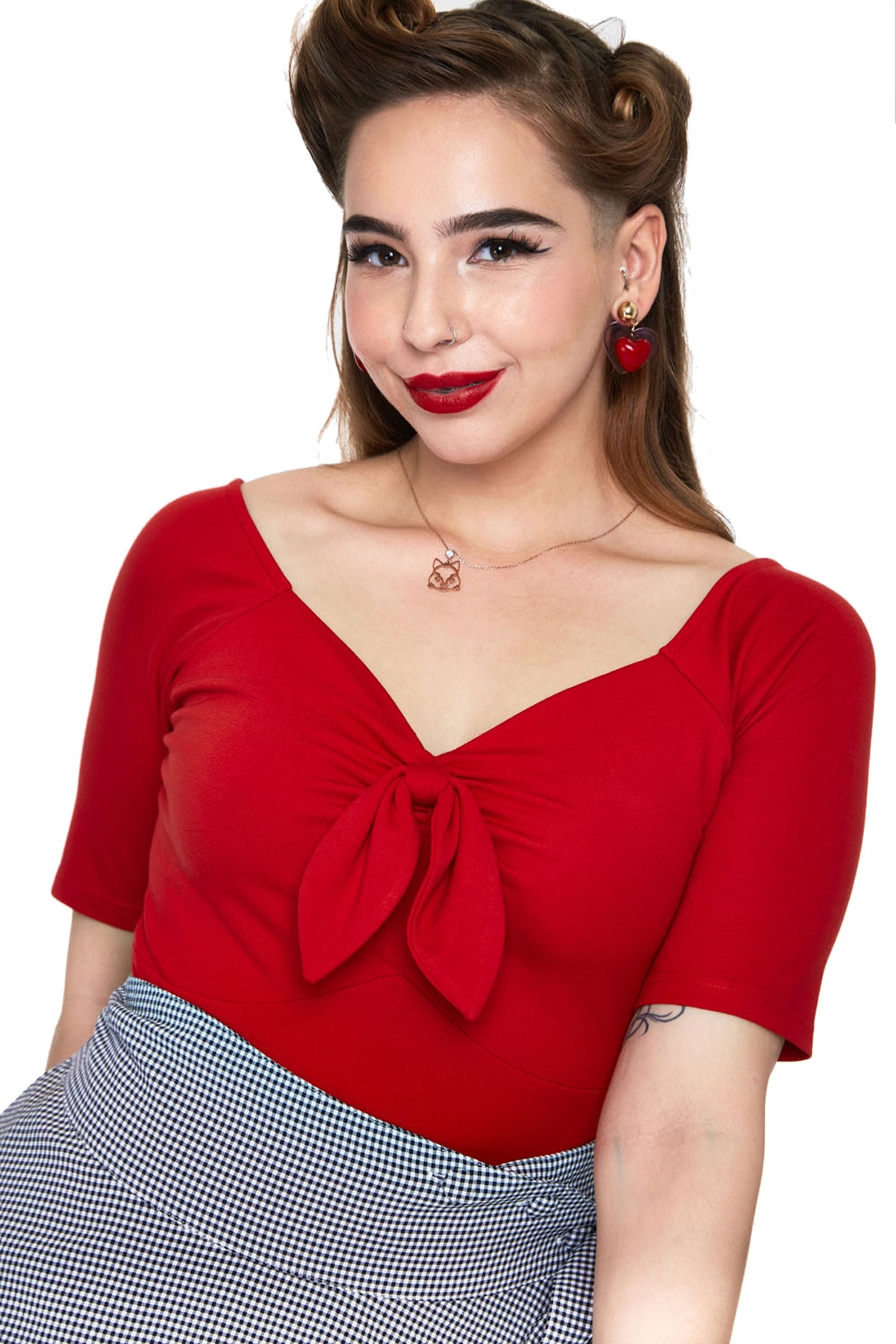 Voodoo_Vixen_ANIKA_Vintage_TIE_BOW_Halbarm_V-NECK_50s_SHIRT_Oberteil_Rot_killer_kirsche_4jWEzFpkF9VijQ
