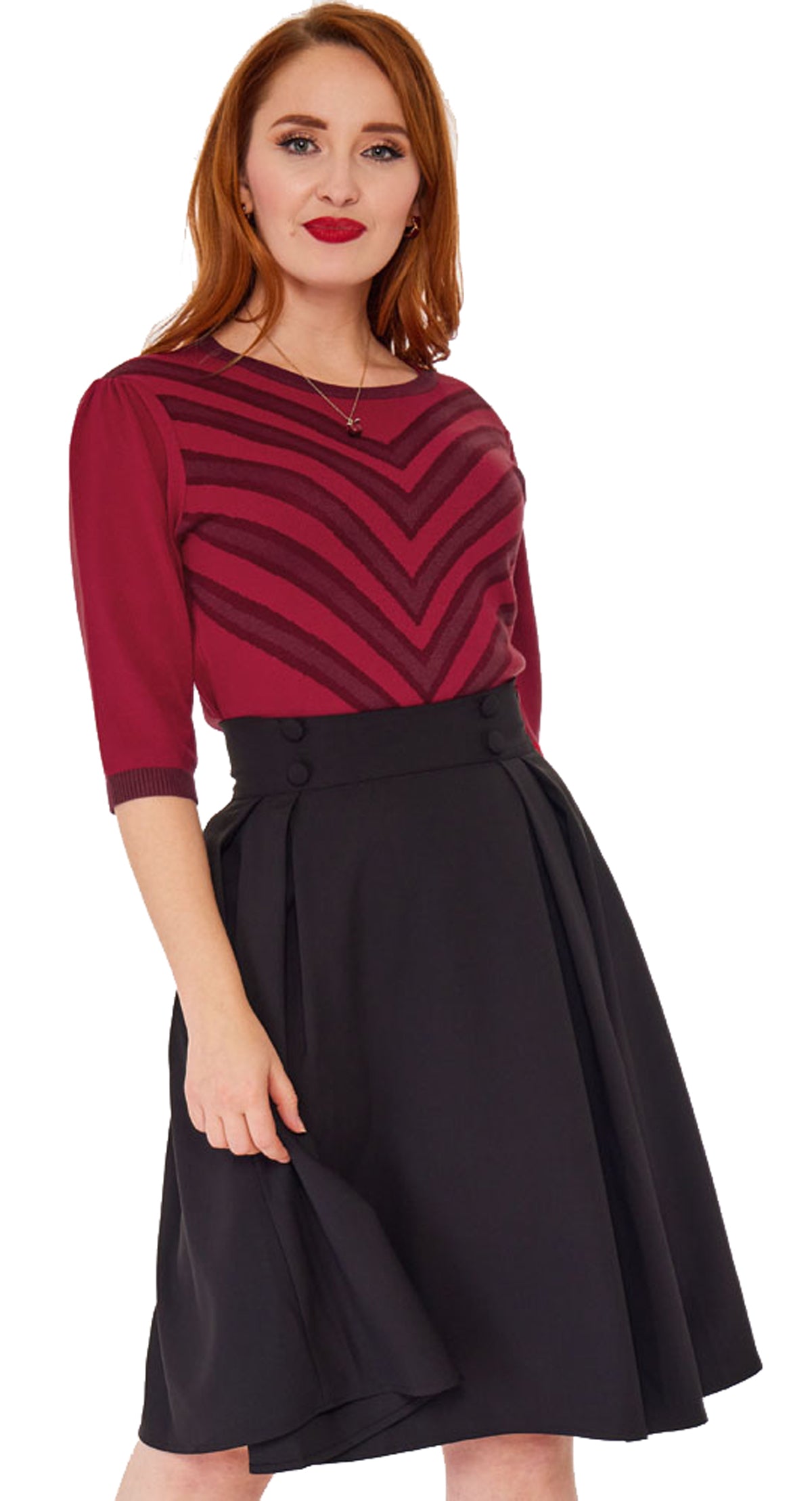 Voodoo_Vixen_BLACK_PLEATED_Vintage_Plain_UNI_50s_SWING_Flare_SKIRT_Rock_Schwarz-2