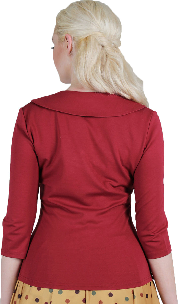 Voodoo_Vixen_CANIYA_Vintage_V-NECK_Collar_Retro_Dreiviertelarm_SHIRT_Oberteil_Rot-2hfPIbutC9ib6X