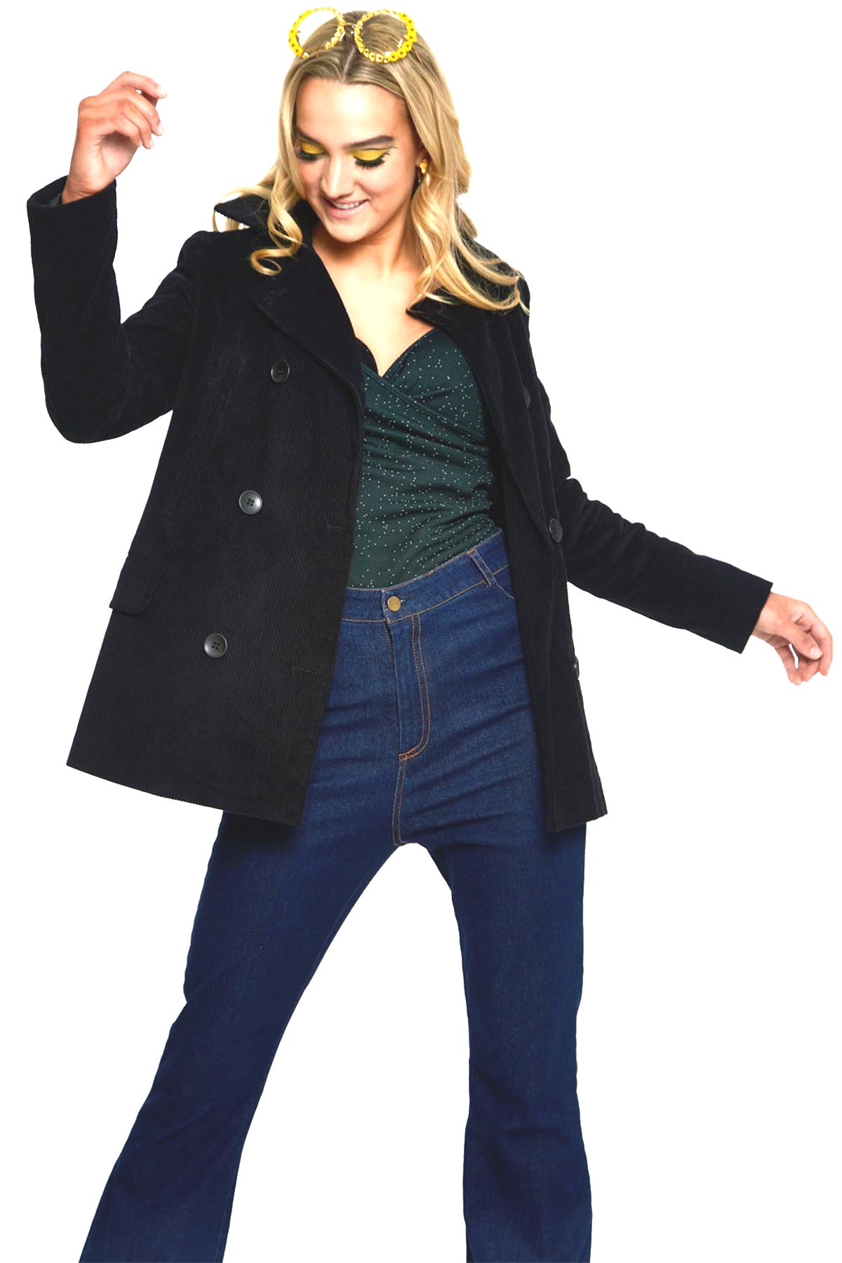Voodoo_Vixen_CASSIA_Caspian_Sea_CORDUROY_Jacke_PEA_COAT_Kurzmantel_Schwarz_killer_kirsche_2G7tMuojTYgnLW