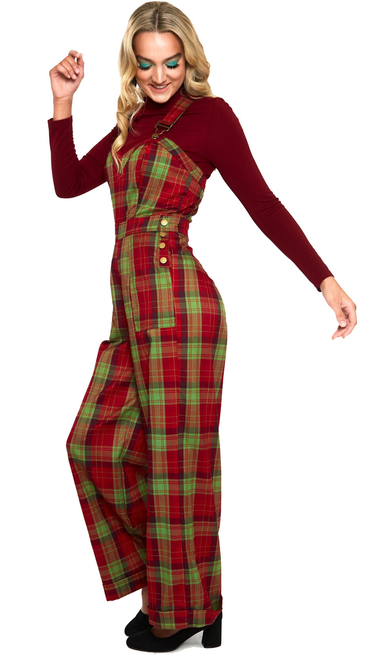 Voodoo_Vixen_CHECKED_TARTAN_Vintage_Retro_JUMPSUIT_Overall_MARLENE_Latzhose-1