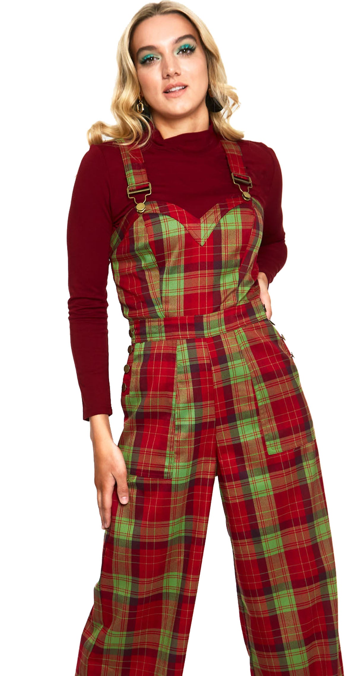 Voodoo_Vixen_CHECKED_TARTAN_Vintage_Retro_JUMPSUIT_Overall_MARLENE_Latzhose-3
