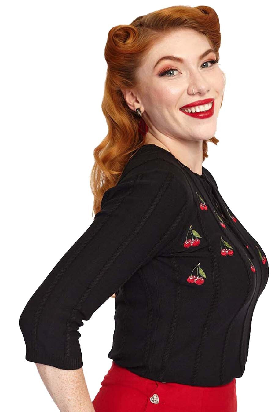 Voodoo_Vixen_CHERRY_SUNFLOWER_Vintage_Kirschen_SWEATER_Knitted_PULLOVER_schwarz-3