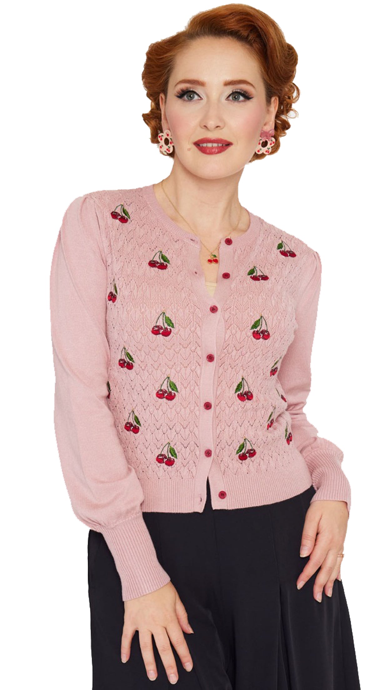 Voodoo_Vixen_CHERRY_VINTAGE_Kirschen_50s_Bell_Sleeve_CARDIGAN_Strickjacke__Rosa-1