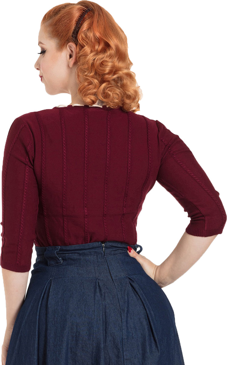 Voodoo_Vixen_CHLOE_Vintage_FLORAL_SWEATER_Knitted_PULLOVER_Rot-2