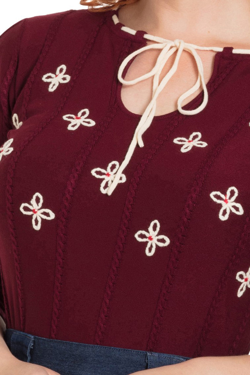 Voodoo_Vixen_CHLOE_Vintage_FLORAL_SWEATER_Knitted_PULLOVER_Rot-3