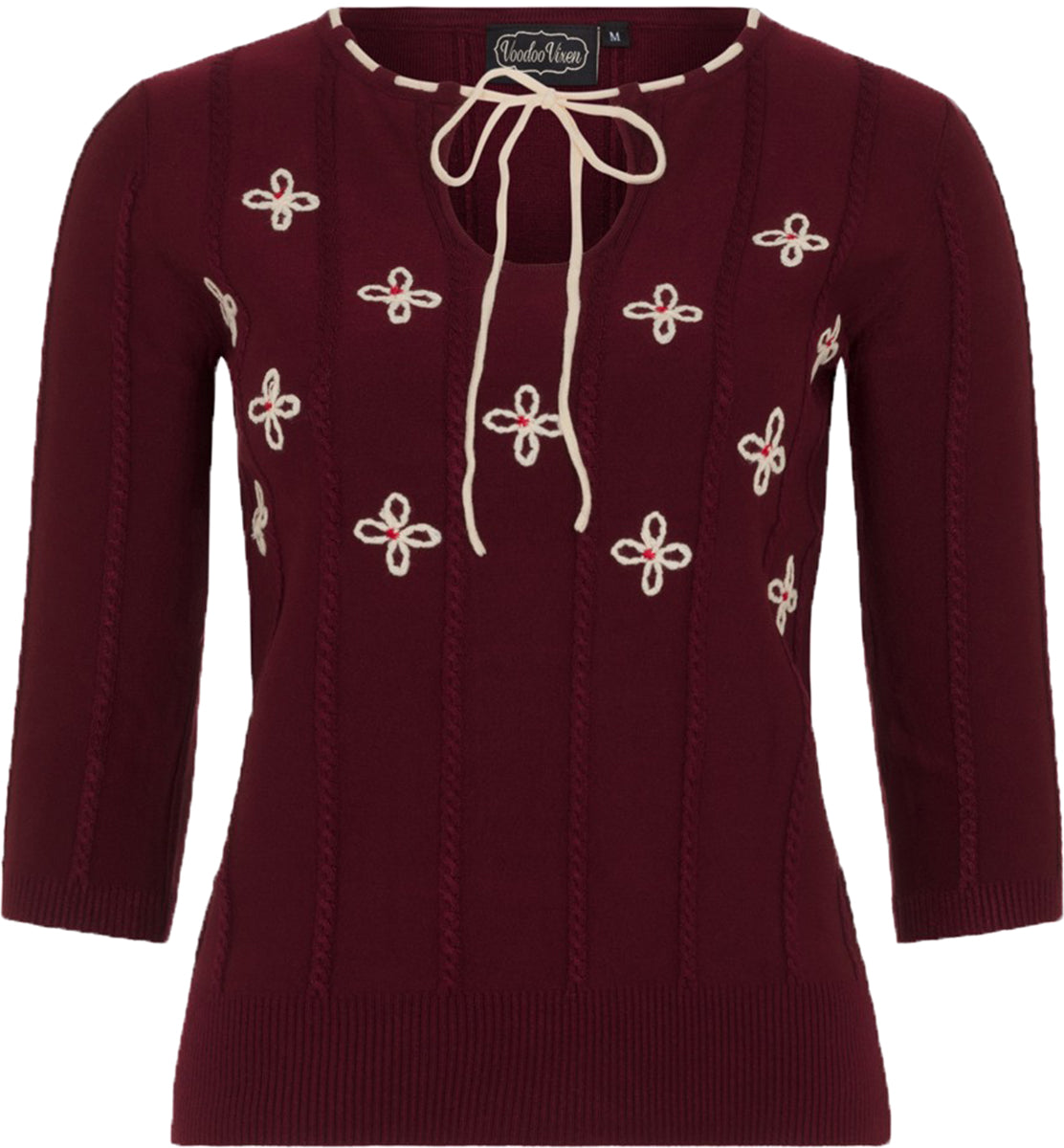 Voodoo_Vixen_CHLOE_Vintage_FLORAL_SWEATER_Knitted_PULLOVER_Rot-4