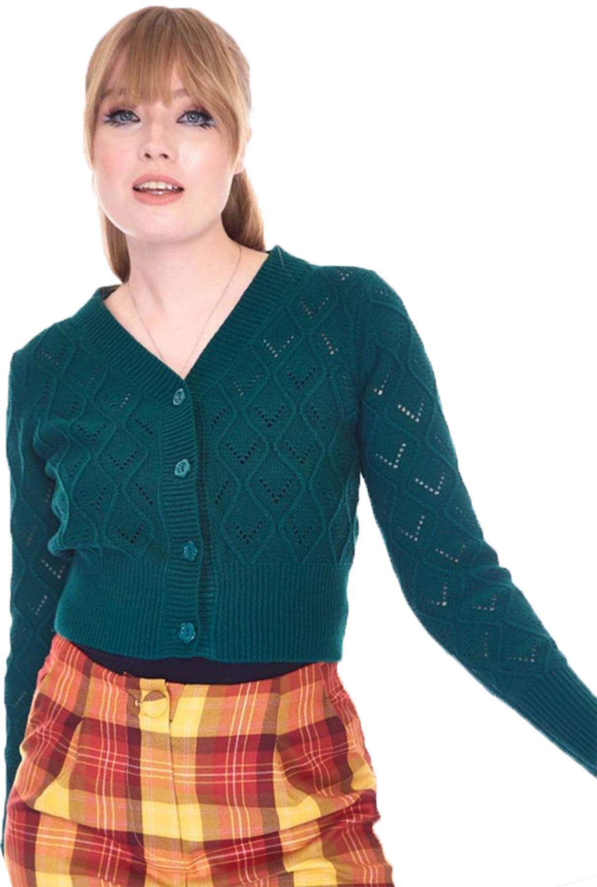 Voodoo_Vixen_CHUNKY_KNIT_50s_BUTTONED_Langarm_CARDIGAN_Strickjacke_Tannengruen_Killer_Kirsche-1gFKwzv9g6Vy3F