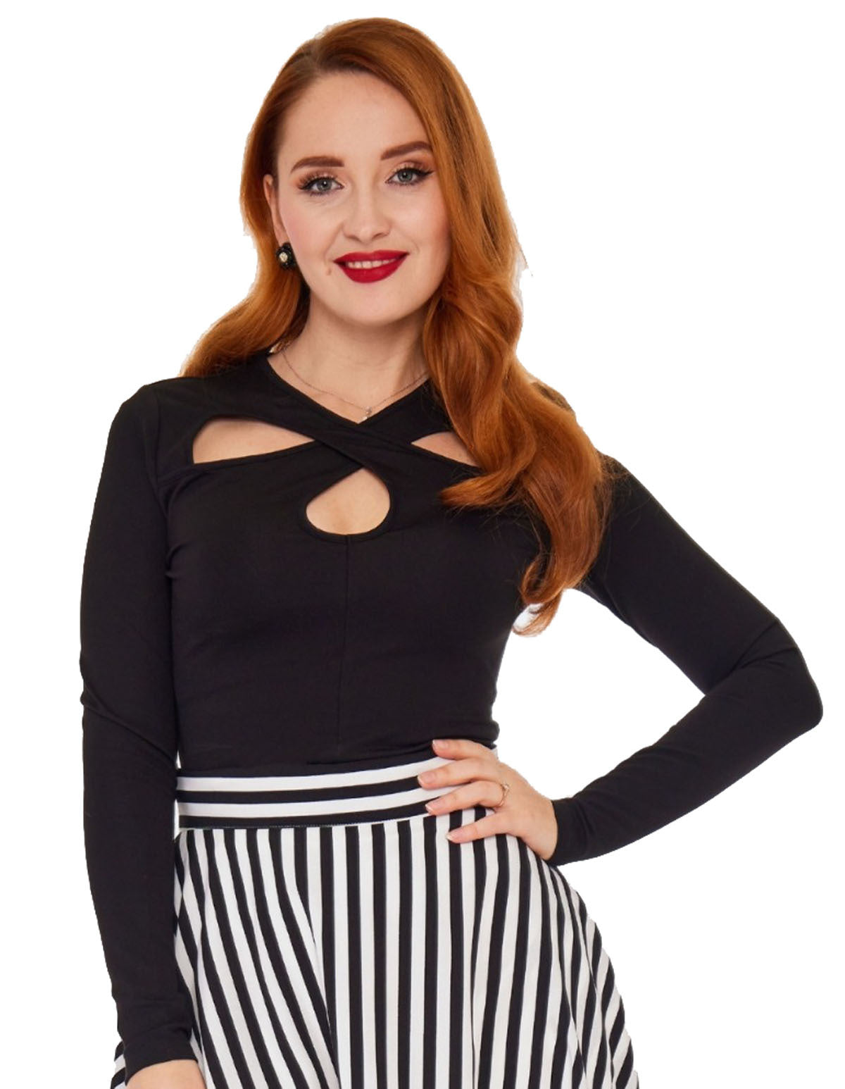 Voodoo_Vixen_CRISS_CROSS_Crossover_Langarm_Cut-Out_Vintage_50s_Oberteil_Shirt_-_Schwarz-1