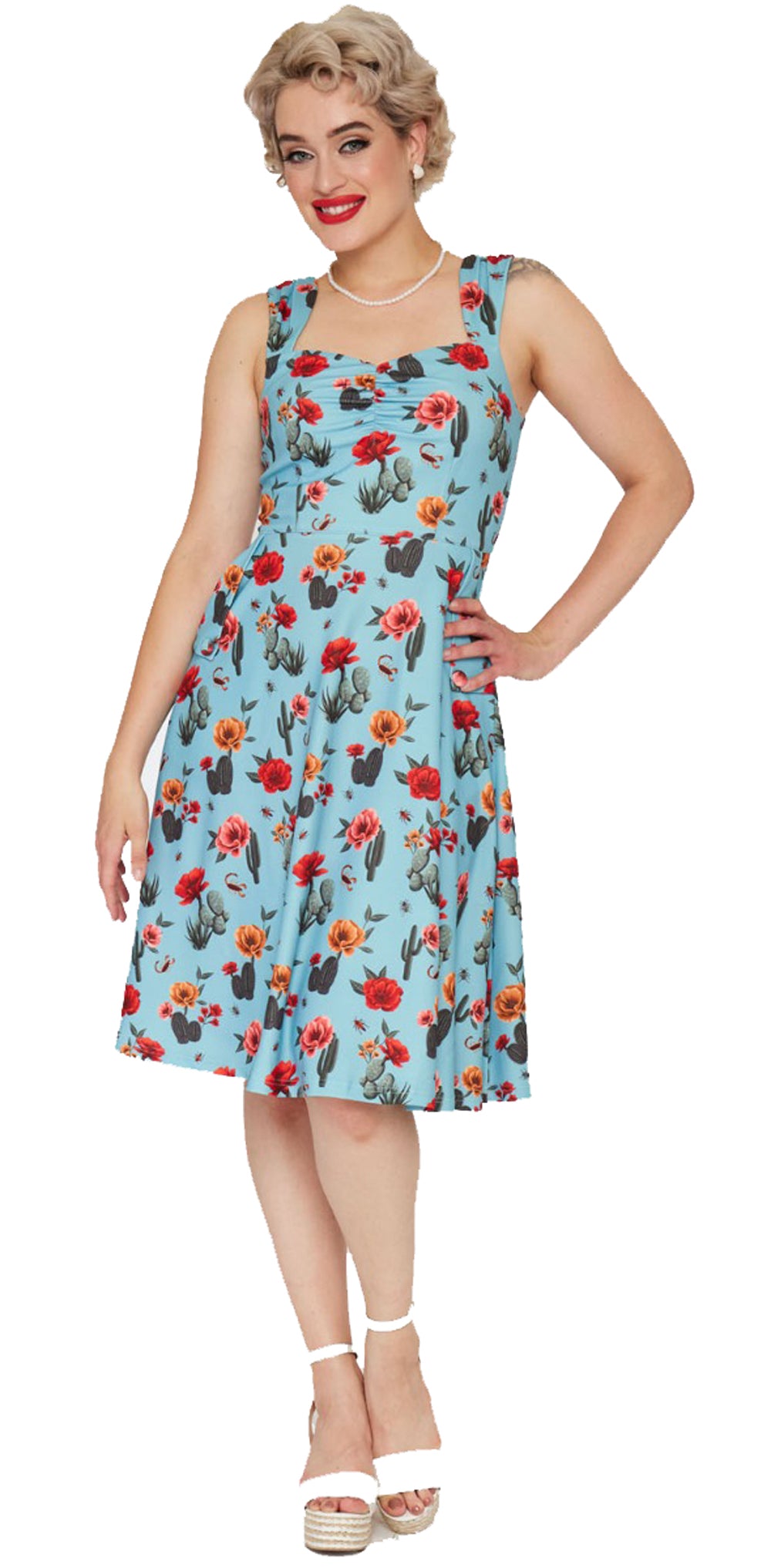 Voodoo_Vixen_DESERT_FLORAL_Vintage_CACTUS_Kakteen_Traeger_50s_SWING_DRESS_Kleid_-_Himmelblau-1
