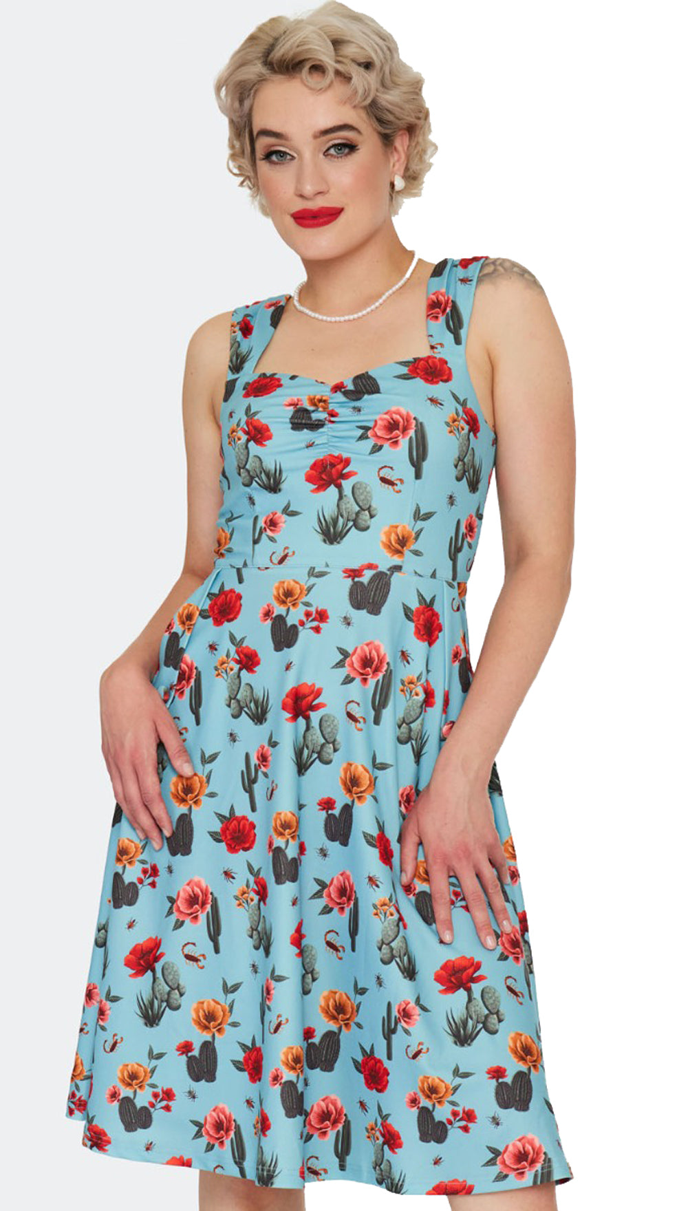 Voodoo_Vixen_DESERT_FLORAL_Vintage_CACTUS_Kakteen_Traeger_50s_SWING_DRESS_Kleid_-_Himmelblau-3