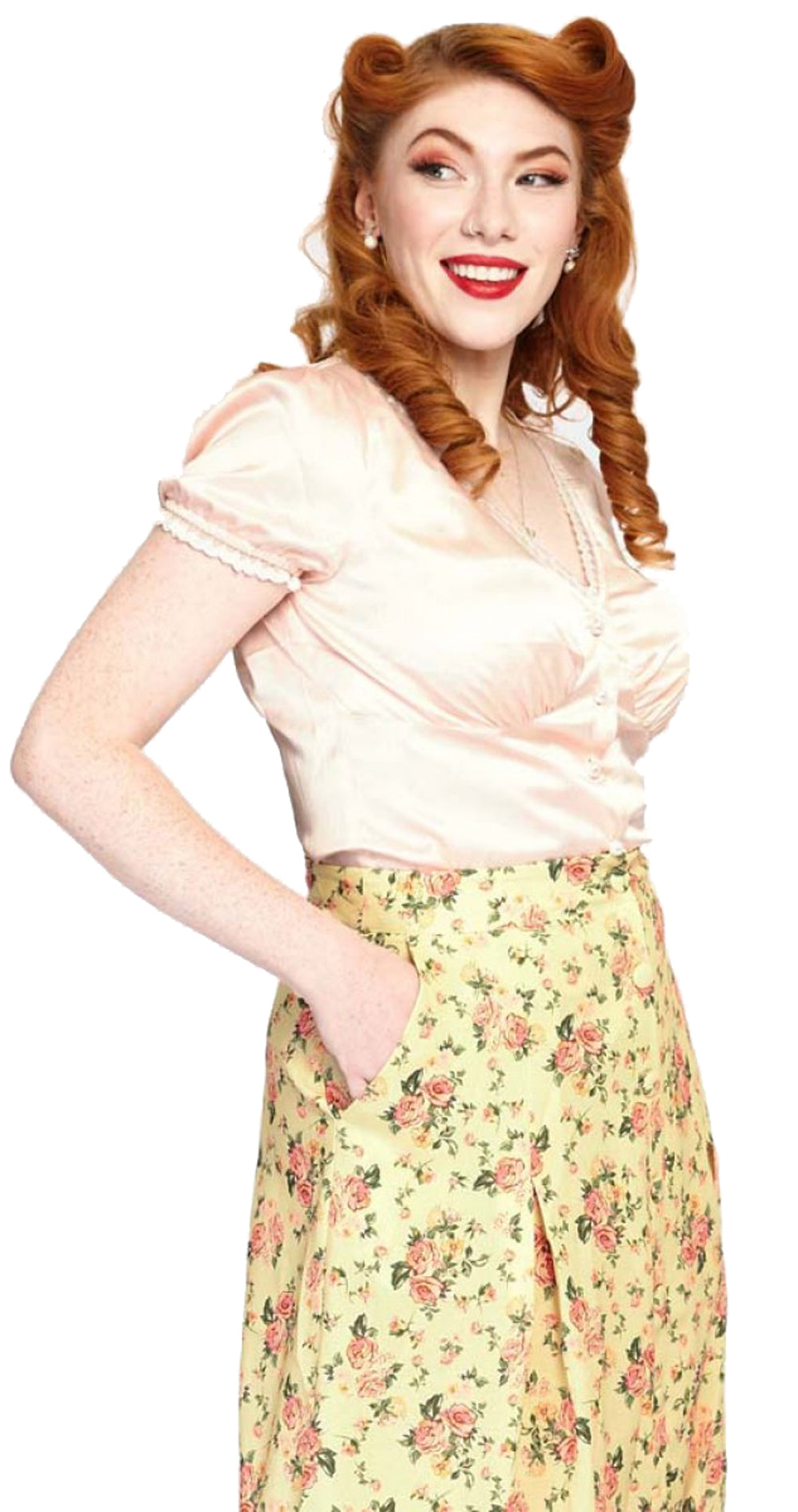 Voodoo_Vixen_DITSY_FLORAL_BLUMEN_Blueten_Vintage_BUTTON_FRONT_Retro_A-LINIE_ROCK_Skirt-3