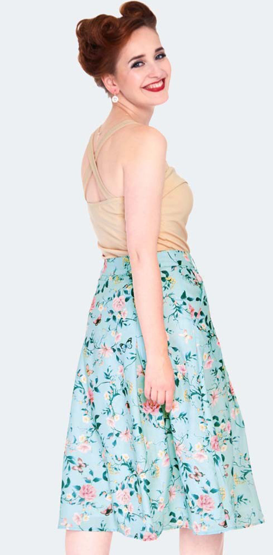 Voodoo_Vixen_Ditsy_butterfly_print_button_front_midi_skirt_Flowers_Blueten_SWING_SKIRT_Rock_killer_kirsche_4zIAqnieNdieLd