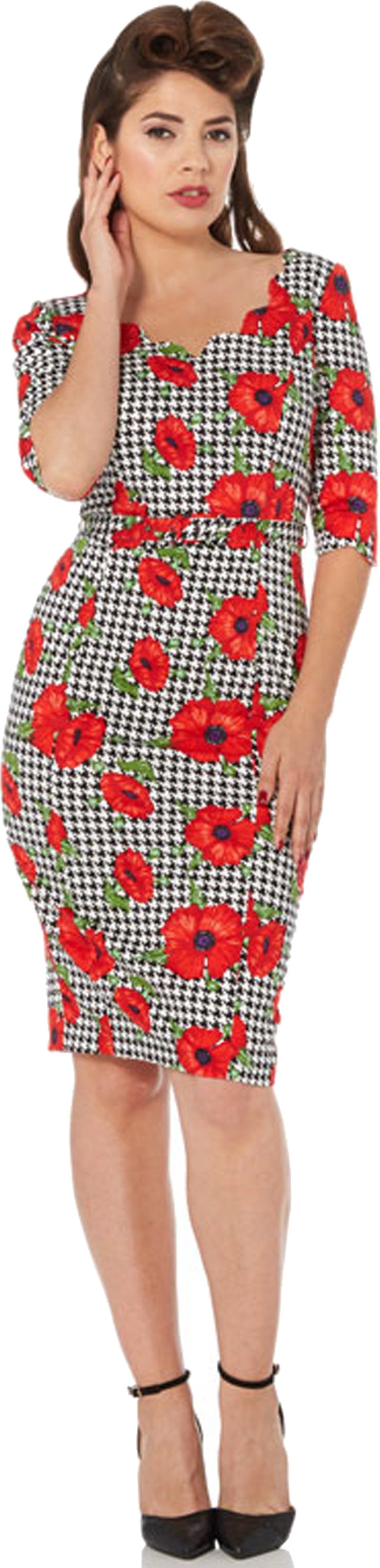 Voodoo_Vixen_ELOISE_Poppy_Houndstooth_PENCIL_DRESS_KleidSDDT7Qb09lVeS