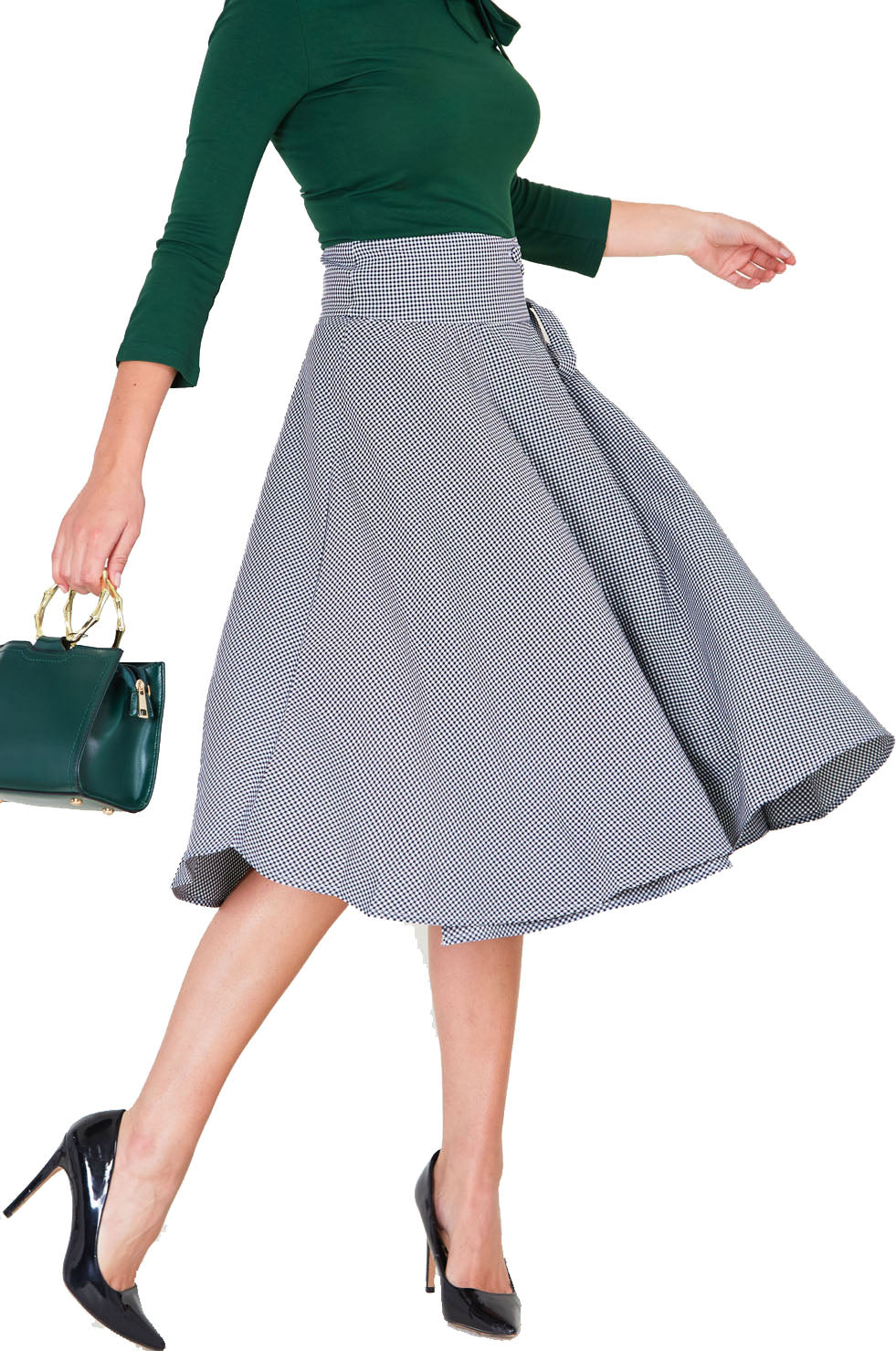Voodoo_Vixen_Elizabeth_Curved_Waist_Bow_pepita_SWING_SKIRT_Rock_killer_kirsche_2