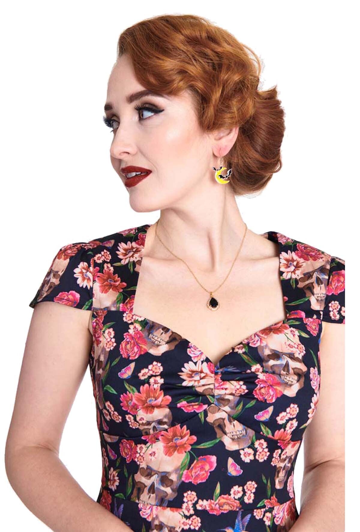Voodoo_Vixen_FLORAL_SKULLRosen_Totenkopf_50s_Classic_Retro_SWING_Flare_DRESS_Kleid_Schwarz-4