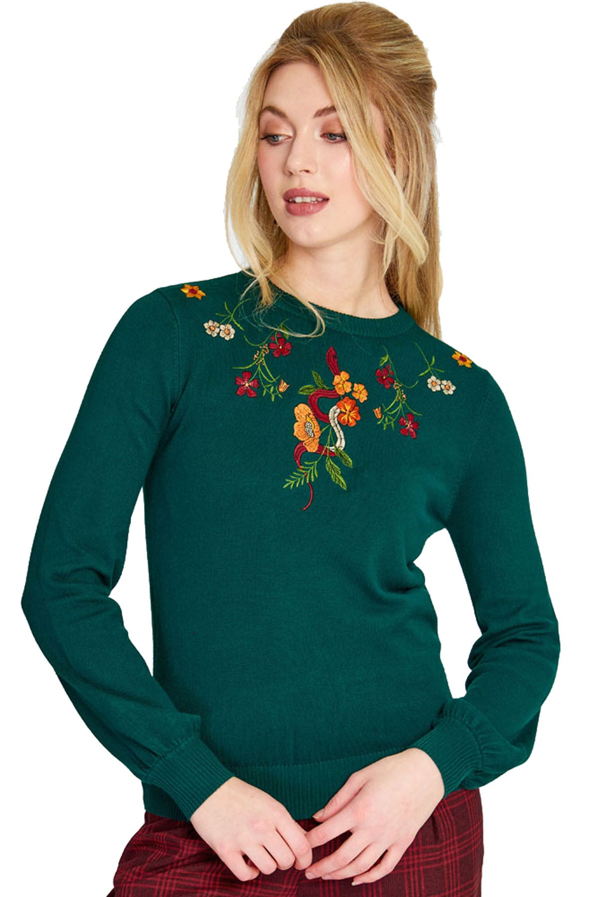 Voodoo_Vixen_FLORAL_VINTAGE_Pin_Up_50s_SWEATER_Knitted_Pullover_Jumper_-_Dunkelgruen-4