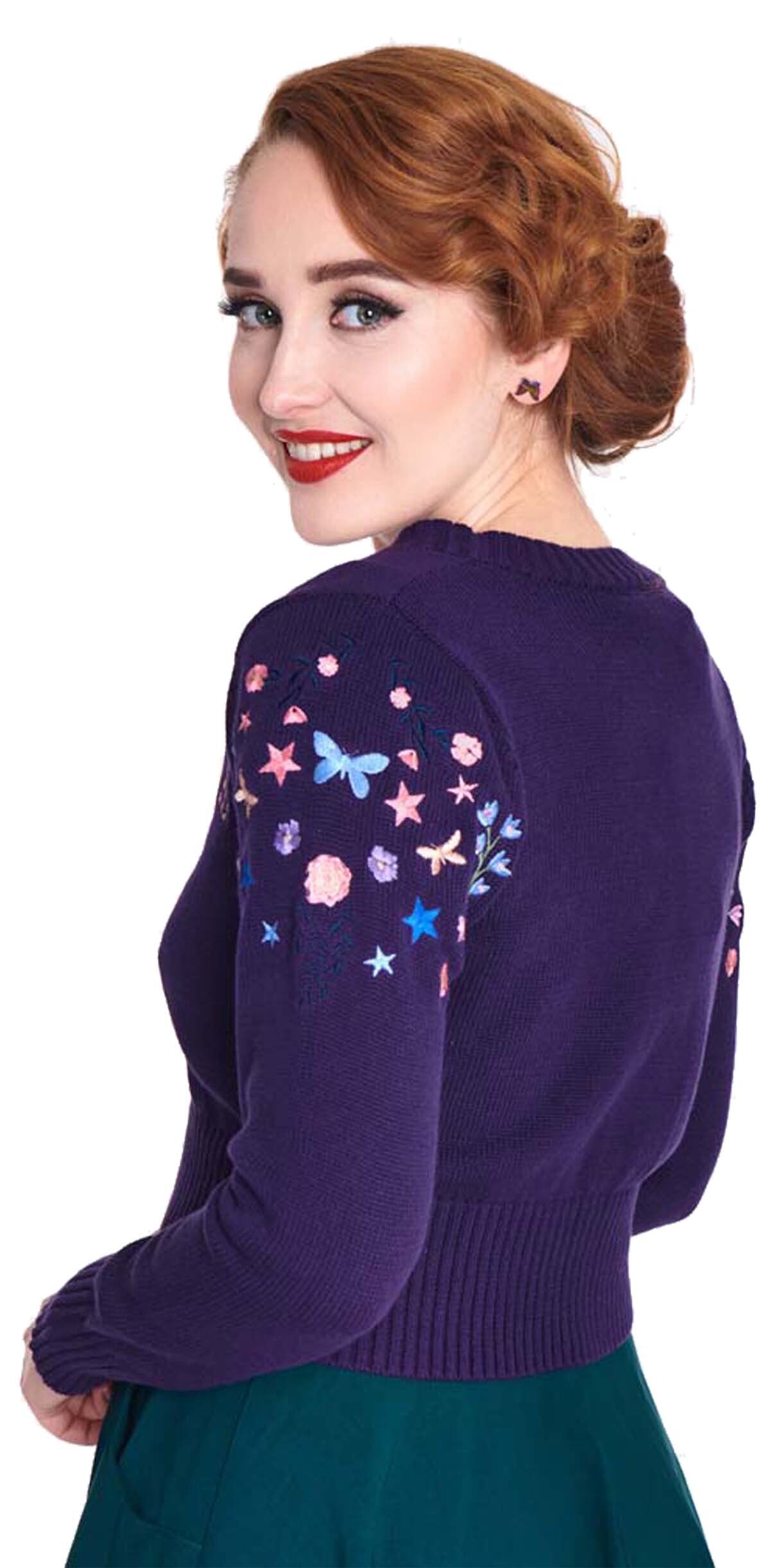 Voodoo_Vixen_FLORAL_and_BUTTERFLY_50s_Langarm_Vintage_CARDIGAN_Strickjacke_Purple-5hiZPbpVK0DLqS