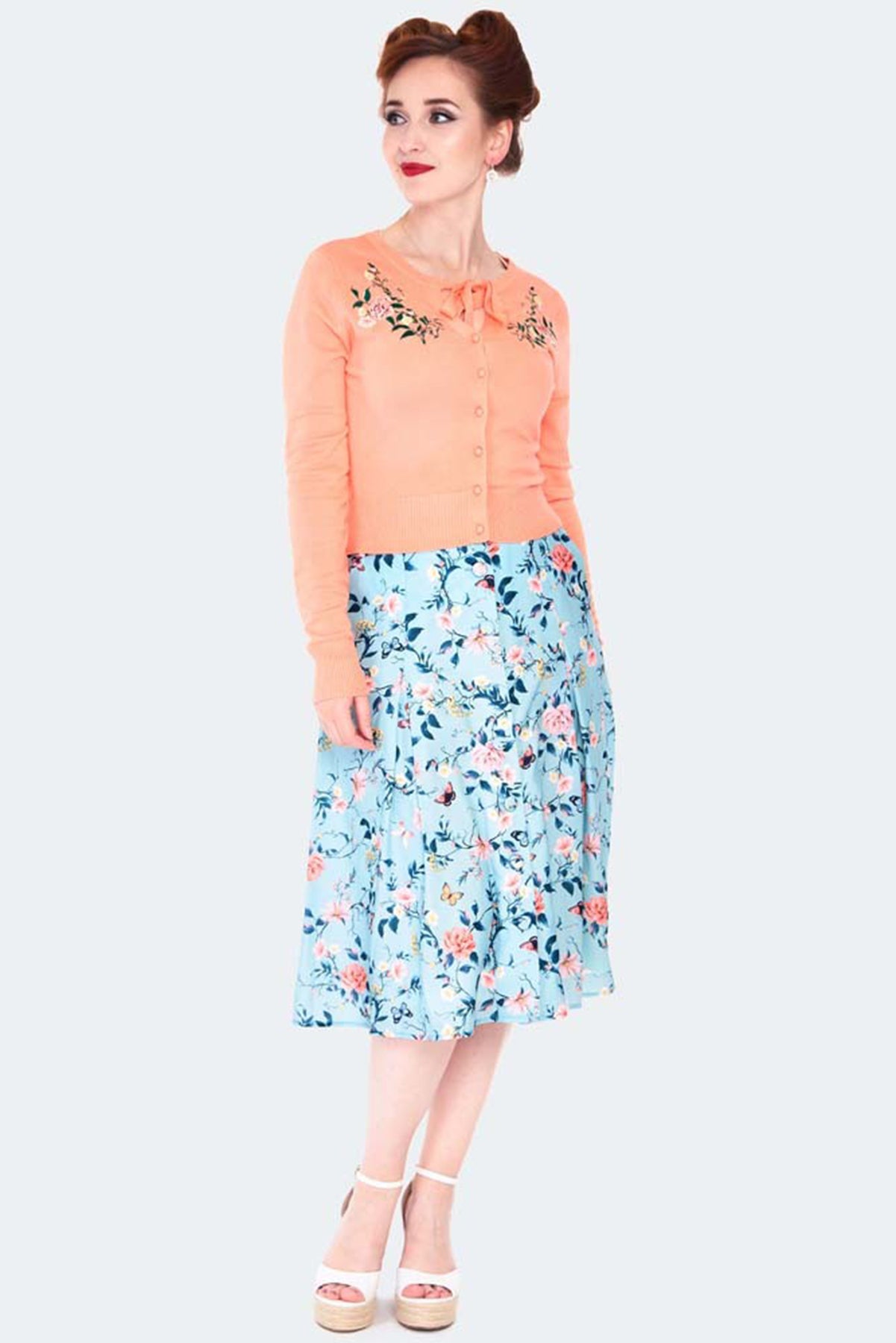 Voodoo_Vixen_Floral_emb_tie_neck_50s_Kurzarm_CARDIGAN_Stickjacke_killer_kirsche_2