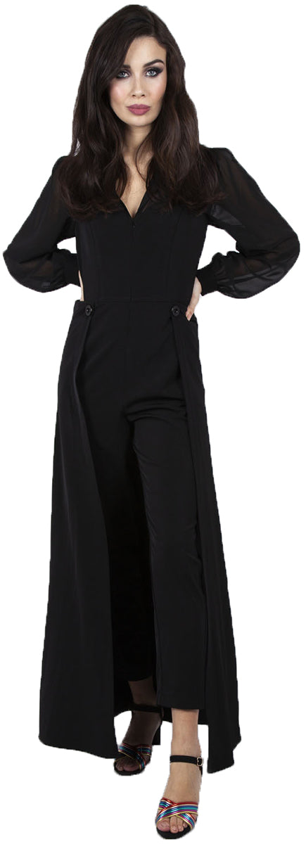 Voodoo_Vixen_GIA_Vintage_CAPE_Straight_Leg_V-NECK_Langarm_JUMPSUIT_Overall-1