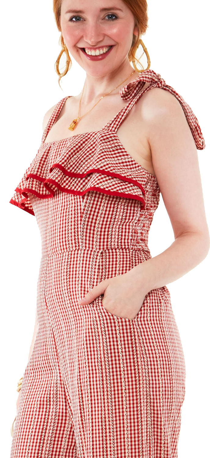Voodoo_Vixen_GINGHAM_Vintage_KARO_Traeger_Ruffle_Marlene_JUMPSUIT_Overall_killer_kirsche_1