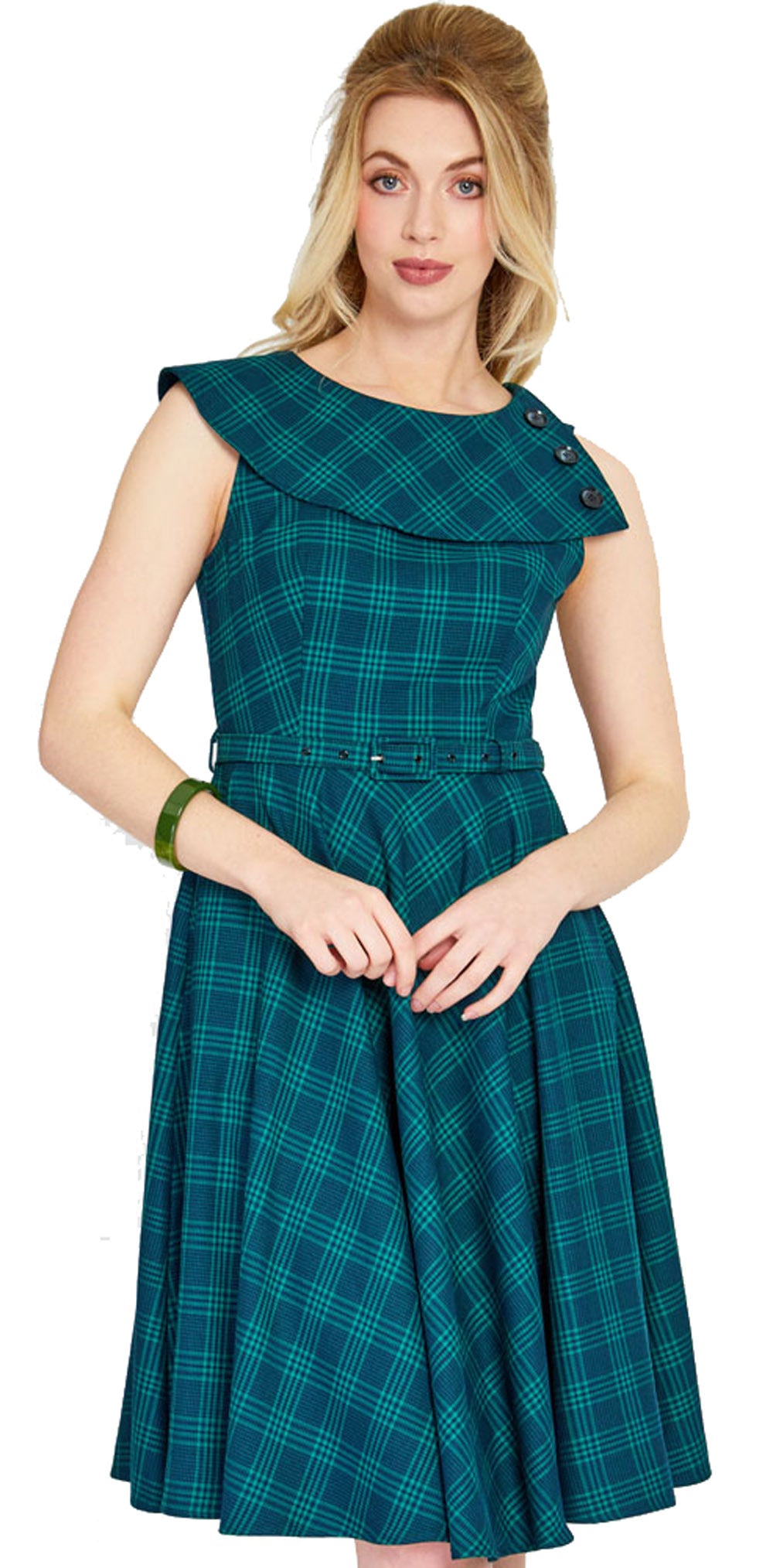 Voodoo_Vixen_GREEN_CHECKED_Karo_TARTAN_Collar_50s_Vintage_SWING_DRESS_Kleid-2